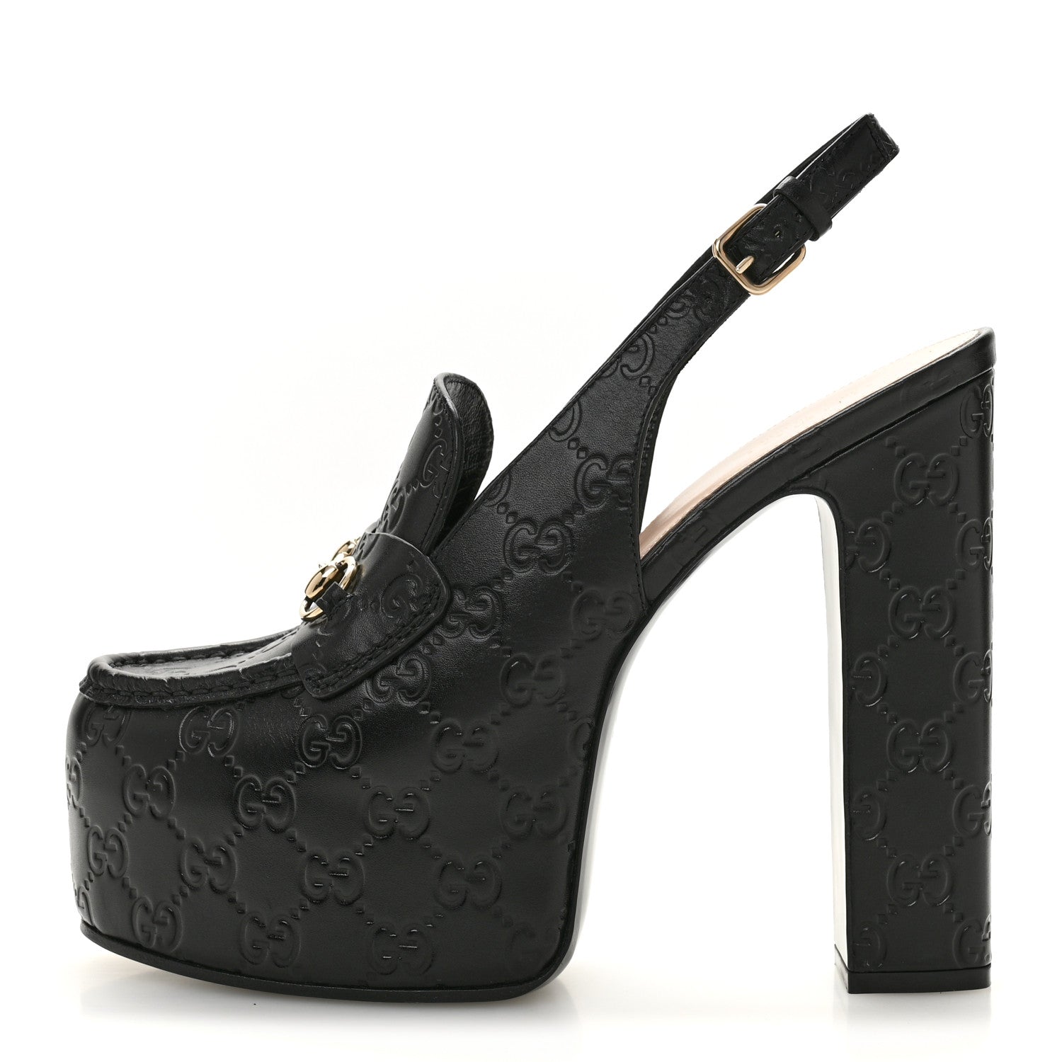 Gucci Guccissima Horsebit Platform 70/160mm Slingback Mules 40