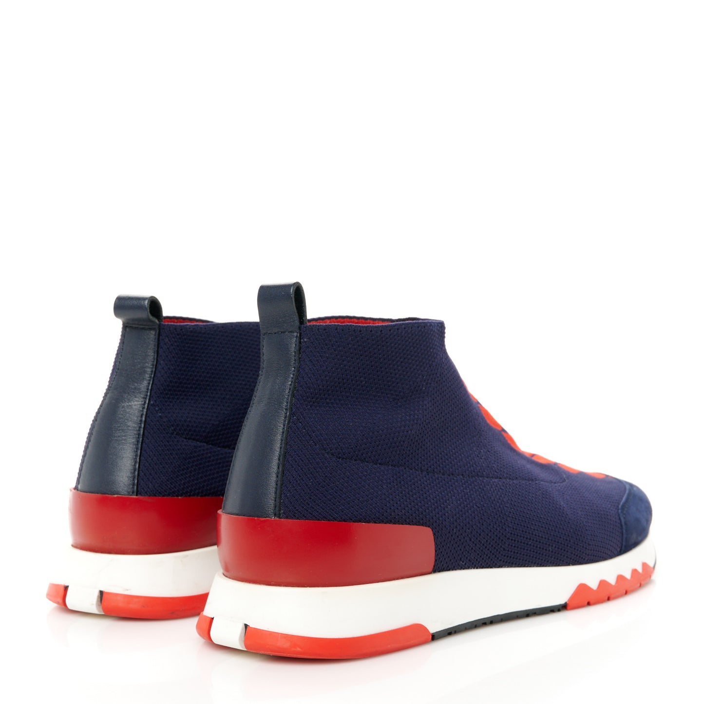 Knit Calfskin Velvet Womens Volo Sneakers 37.5 Bleu Diplomatique