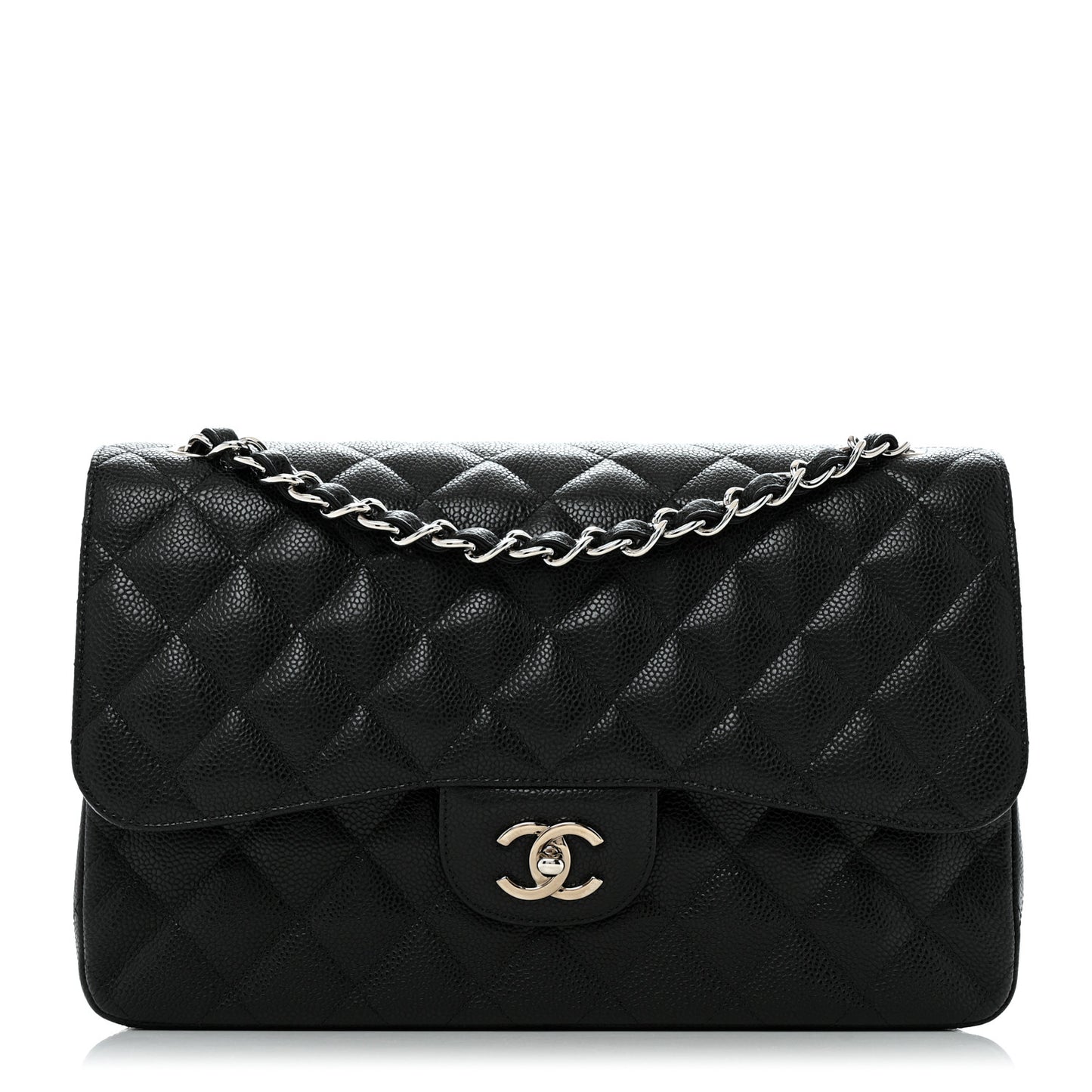 Caviar Quilted Jumbo Double Flap Black