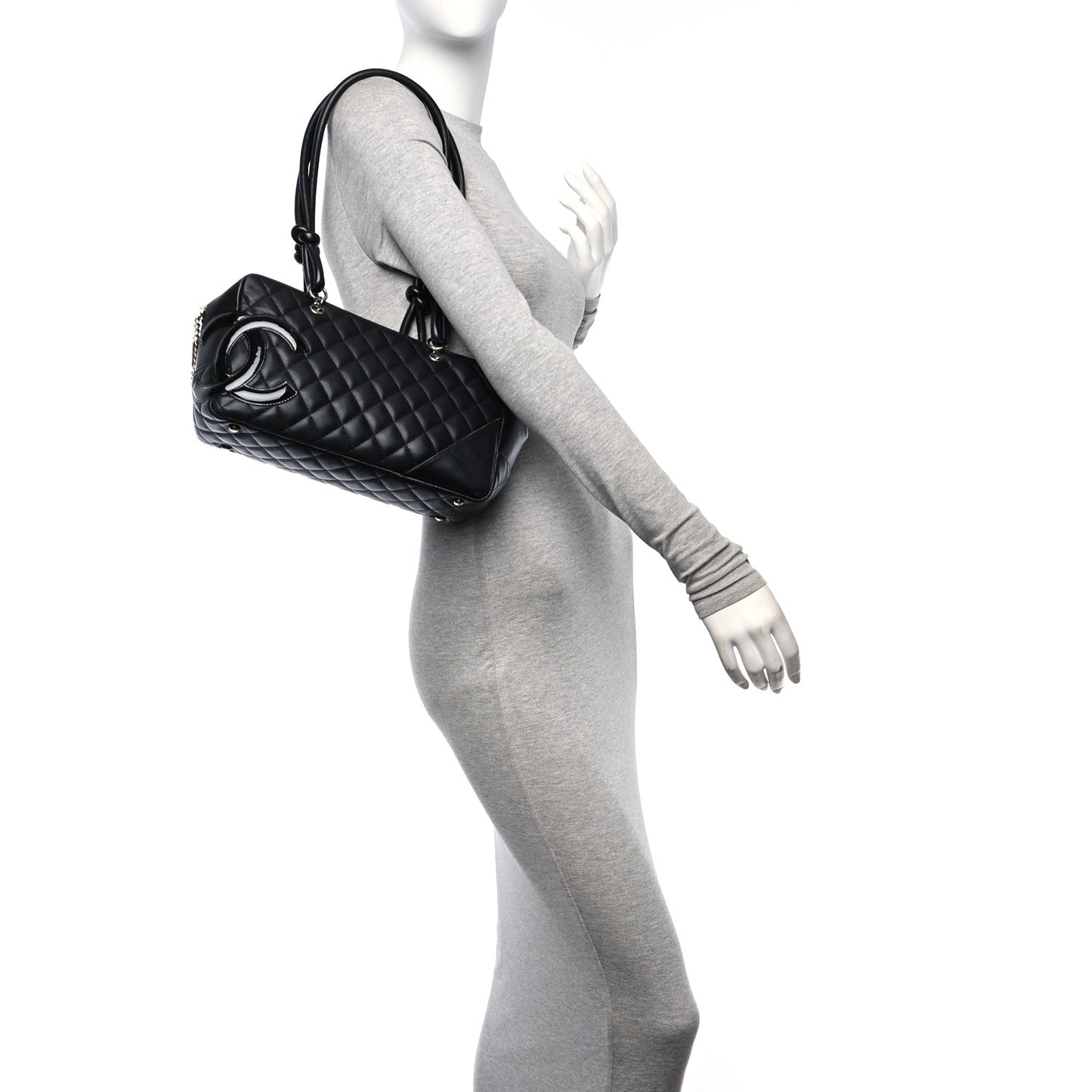 Calfskin Quilted Large Cambon Bowler Black