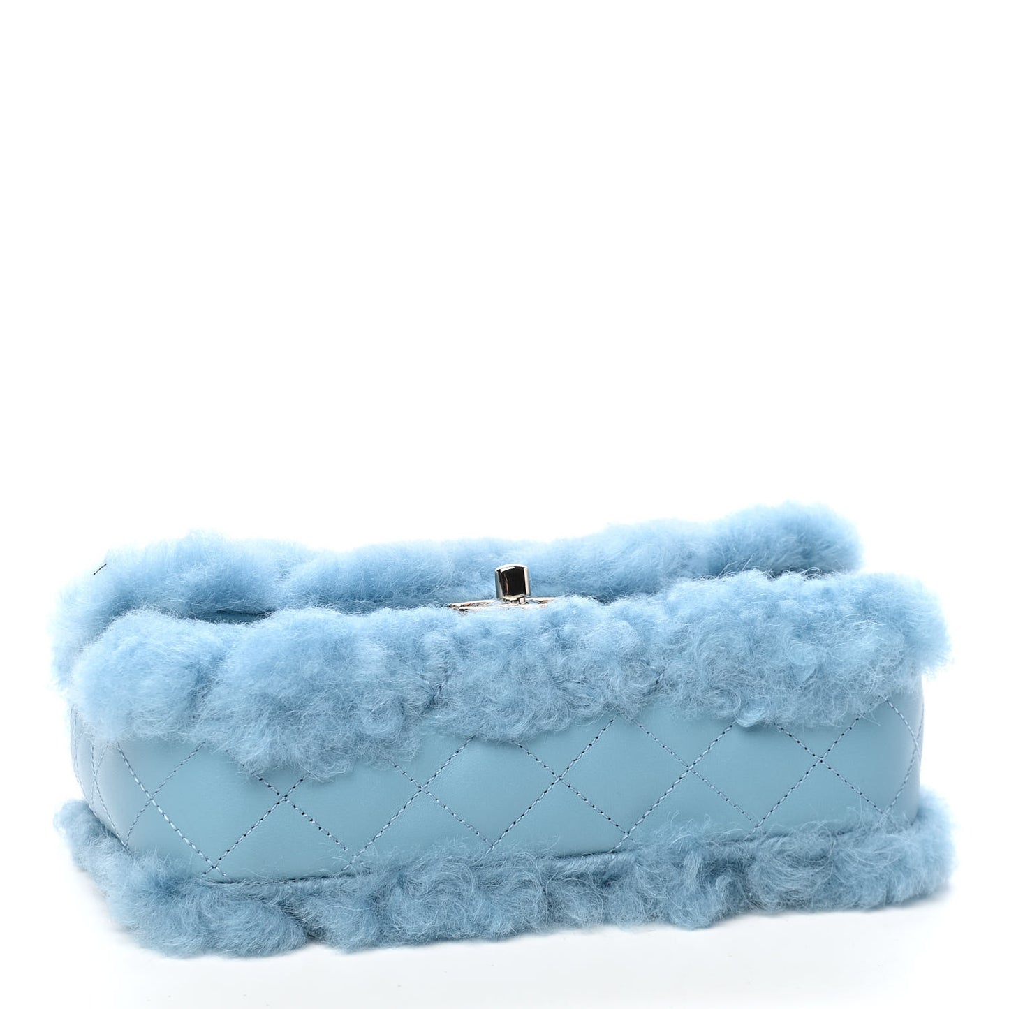 Shearling Lambskin Quilted Flap Blue
