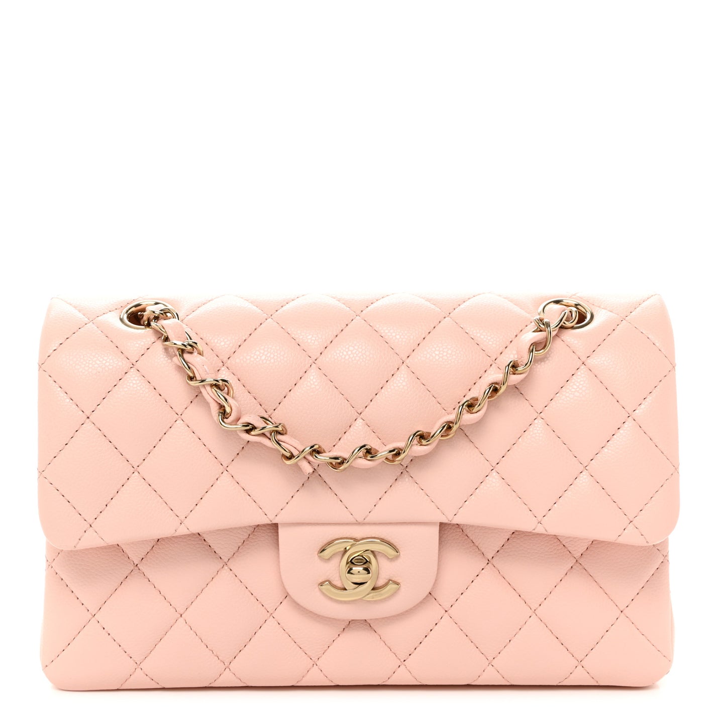 Caviar Quilted Small Double Flap Pink