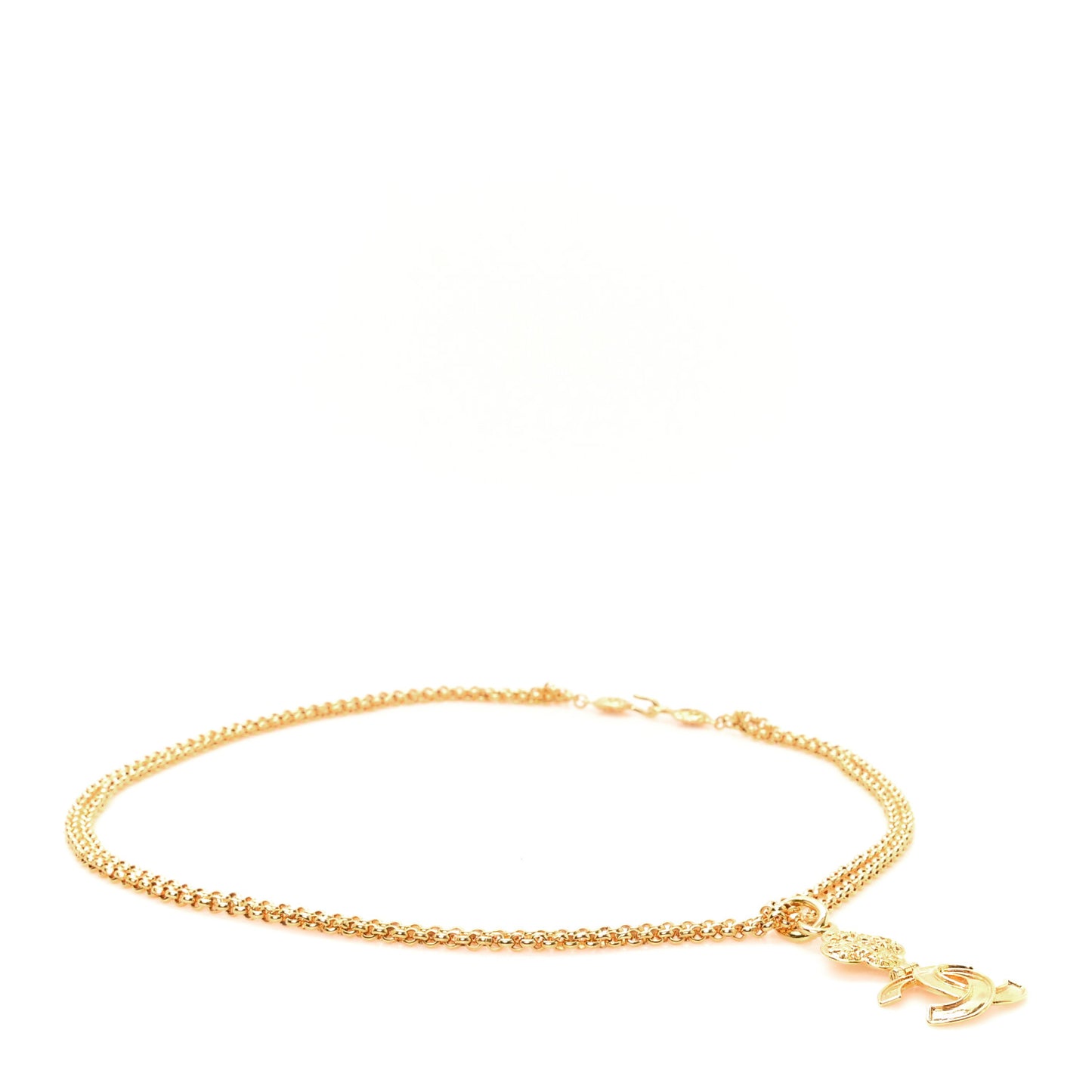 Metal CC Clover Pendant Necklace Gold
