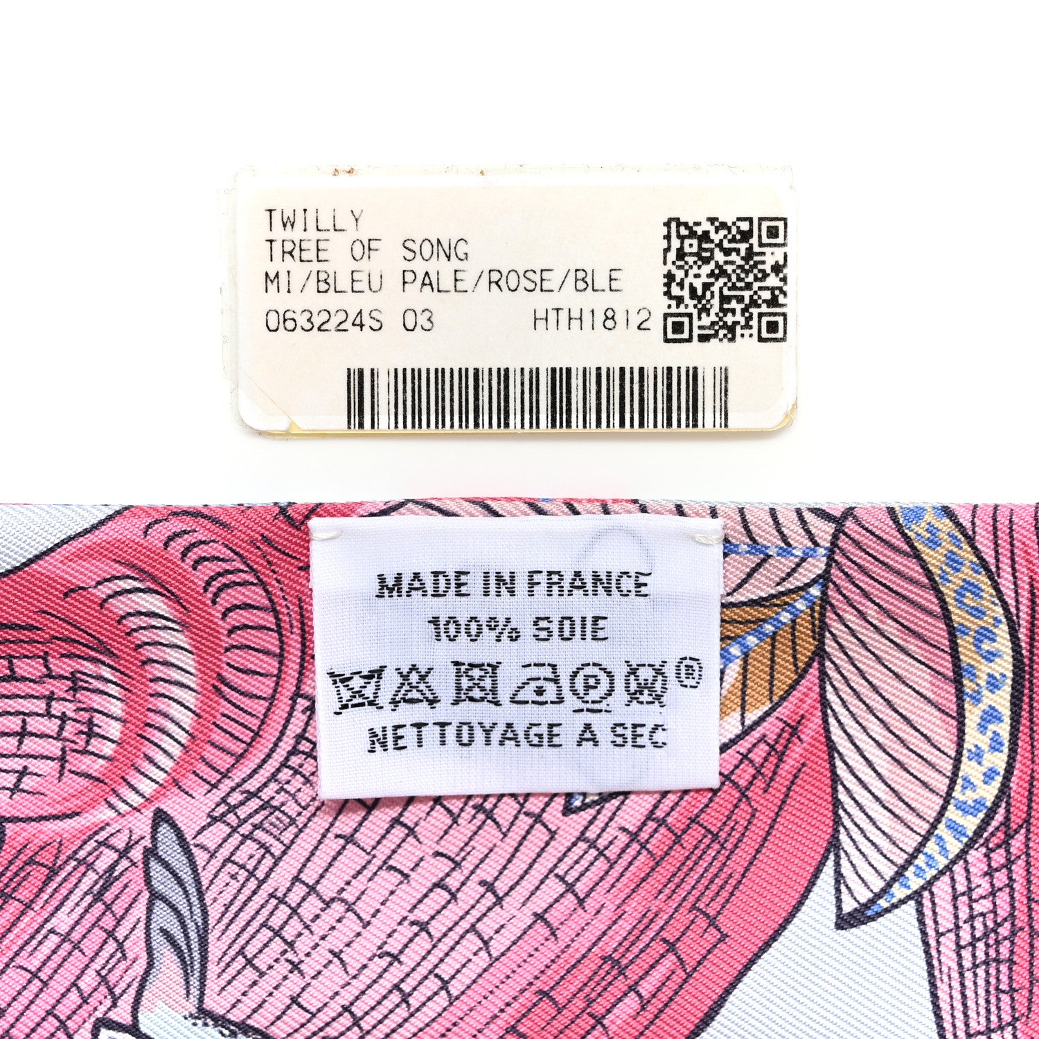 Hermes Silk Tree Of Song Twilly Bleu Pale Rose Blue Jean 3 of 9