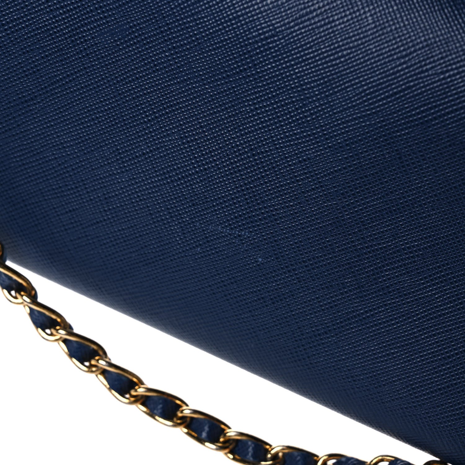 Prada Saffiano Metal Oro Chain Wallet Bleuette 10 of 11