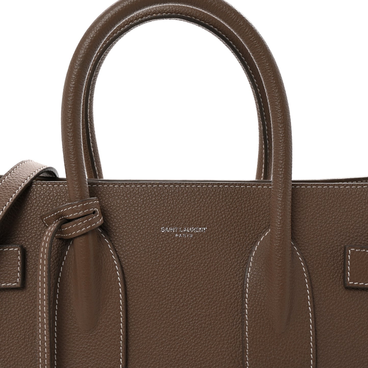 Grained Calfskin Topstitch Small Classic Sac De Jour Taupe