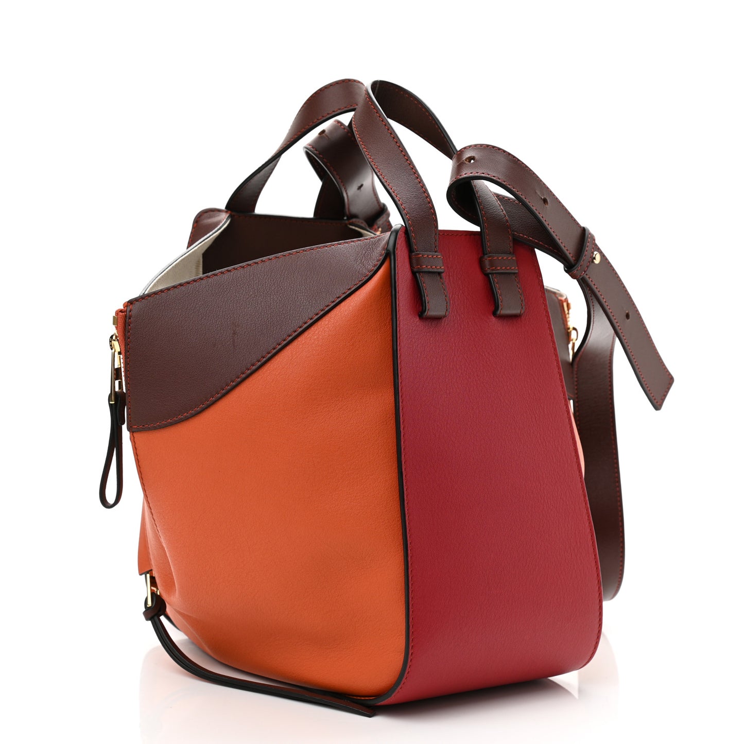 Calfskin Small Hammock Shoulder Bag Ginger Red