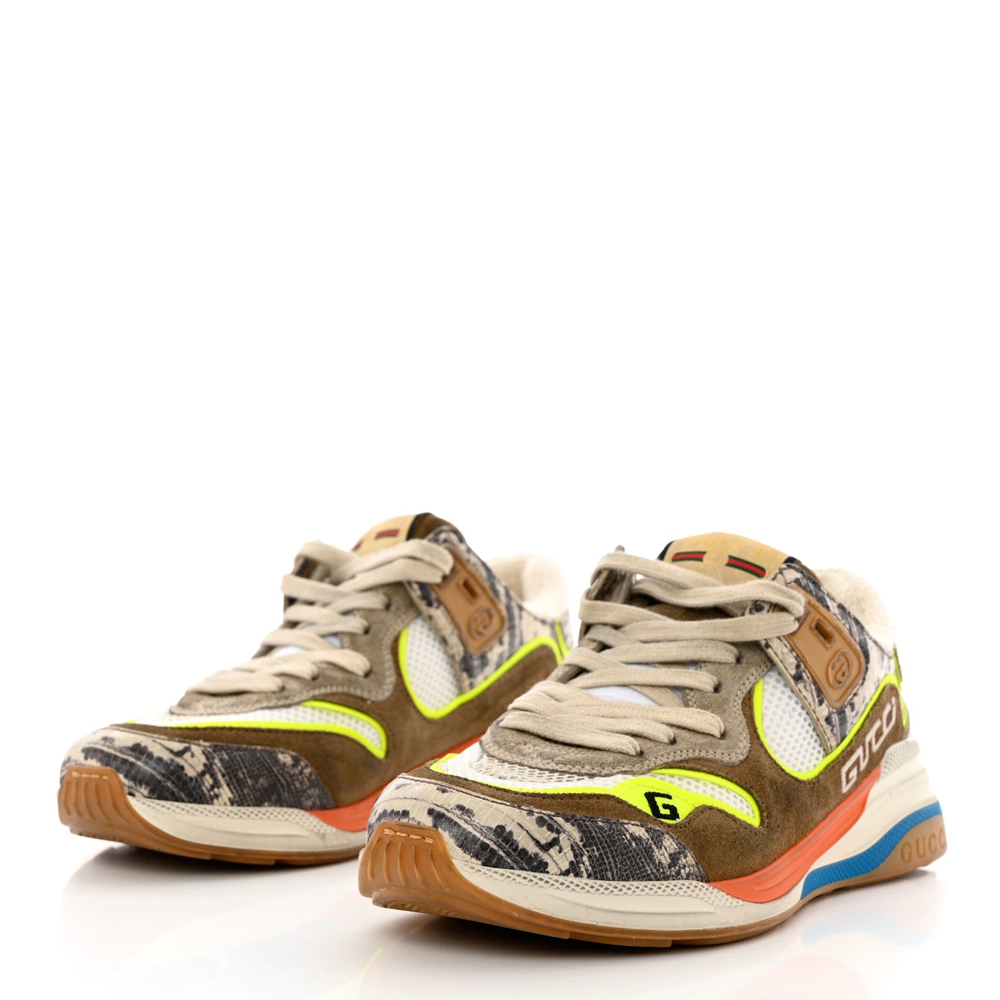 Suede Calfskin Tejus Printed Womens Ultrapace Sneakers 36.5 Natural Ardesia Neon Yellow