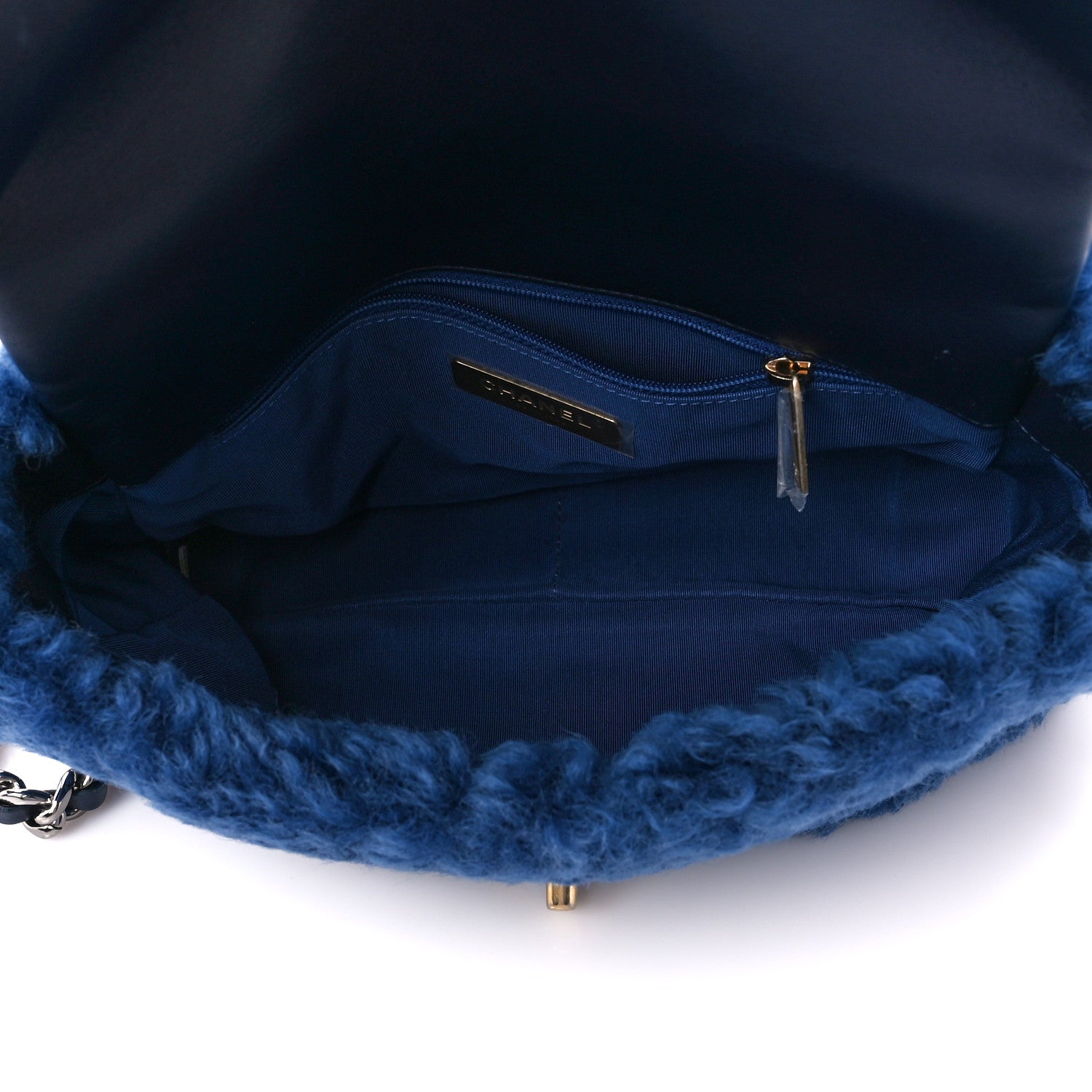 Chanel Shearling Sheepskin Medium Chanel 19 Flap Blue 5 of 10
