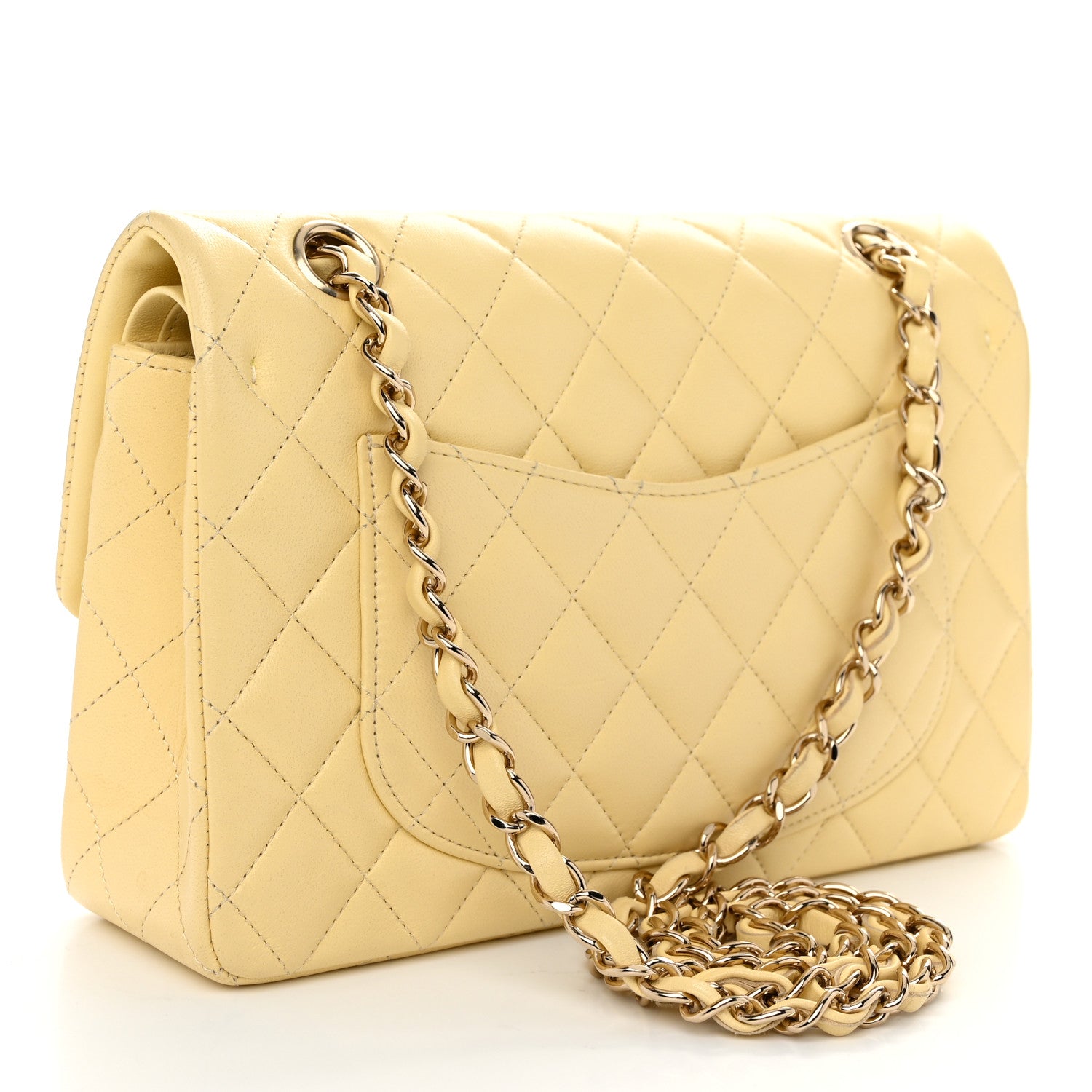 Chanel Lambskin Quilted Small Double Flap Yellow 3 of 10