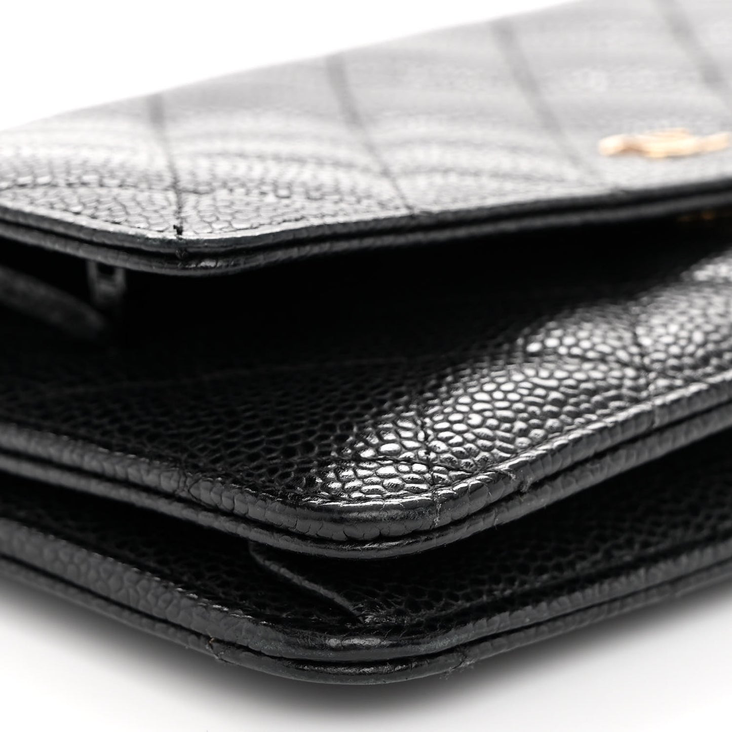 Caviar Quilted Wallet on Chain WOC Black