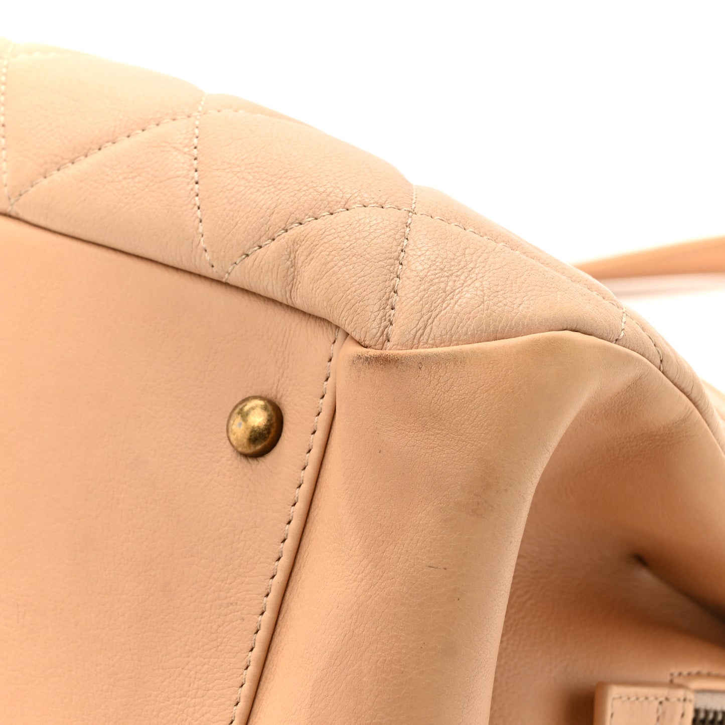 Calfskin Quilted Large CC Crown Tote Beige