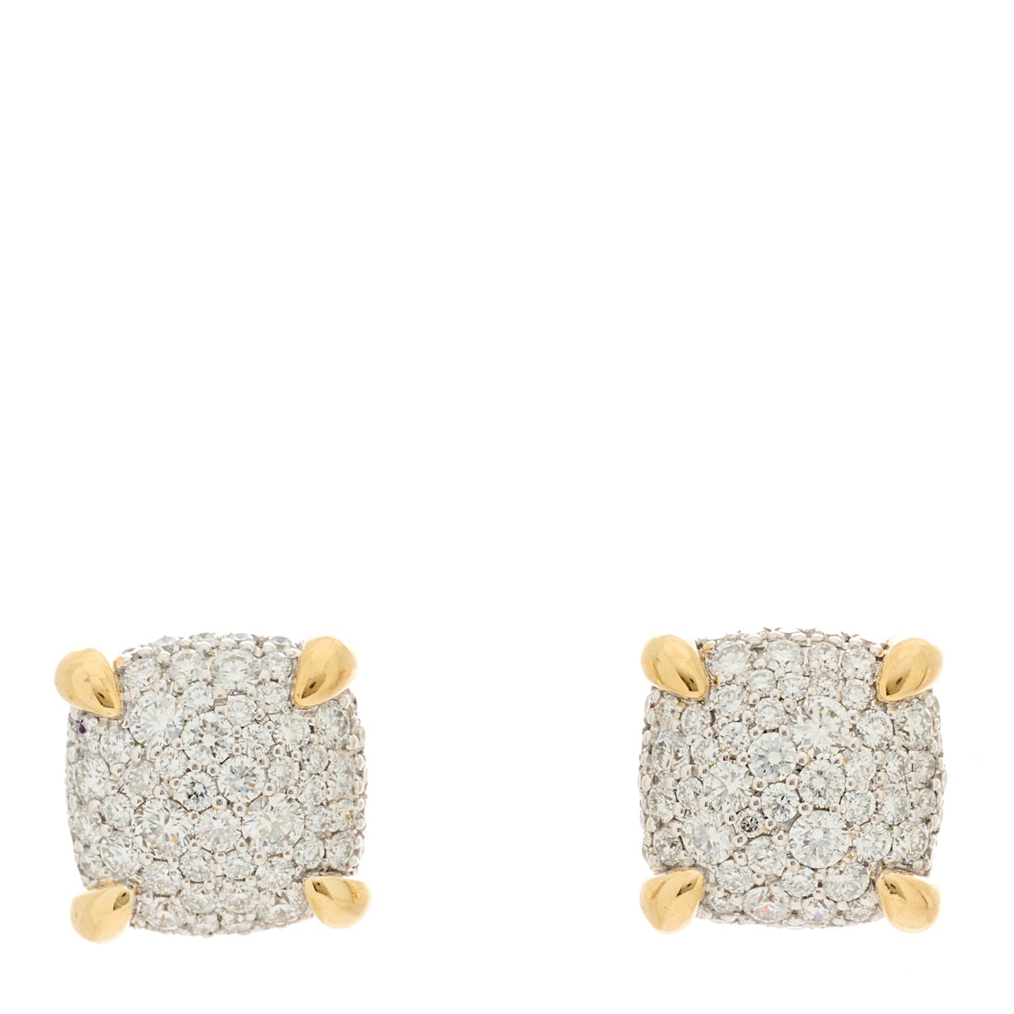 18K Yellow Gold Diamond 11mm Chatelaine Pave Stud Earrings