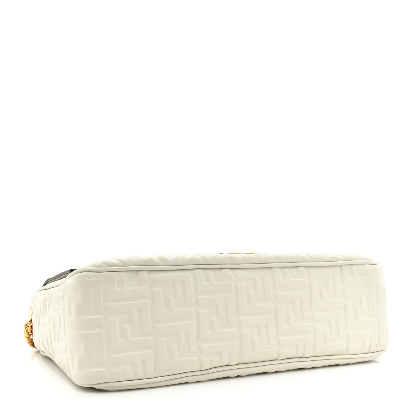 Nappa Small FF Embossed Large Chain Baguette White
