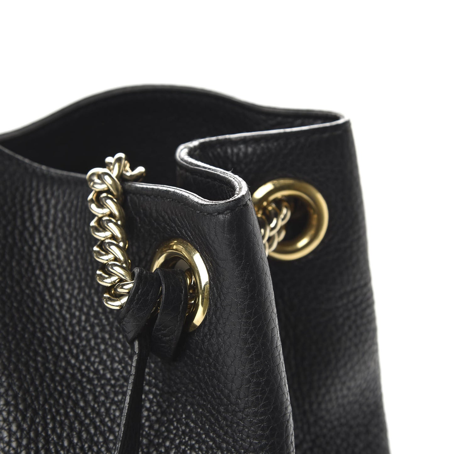 Pebbled Calfskin Medium Soho Chain Shoulder Bag Black