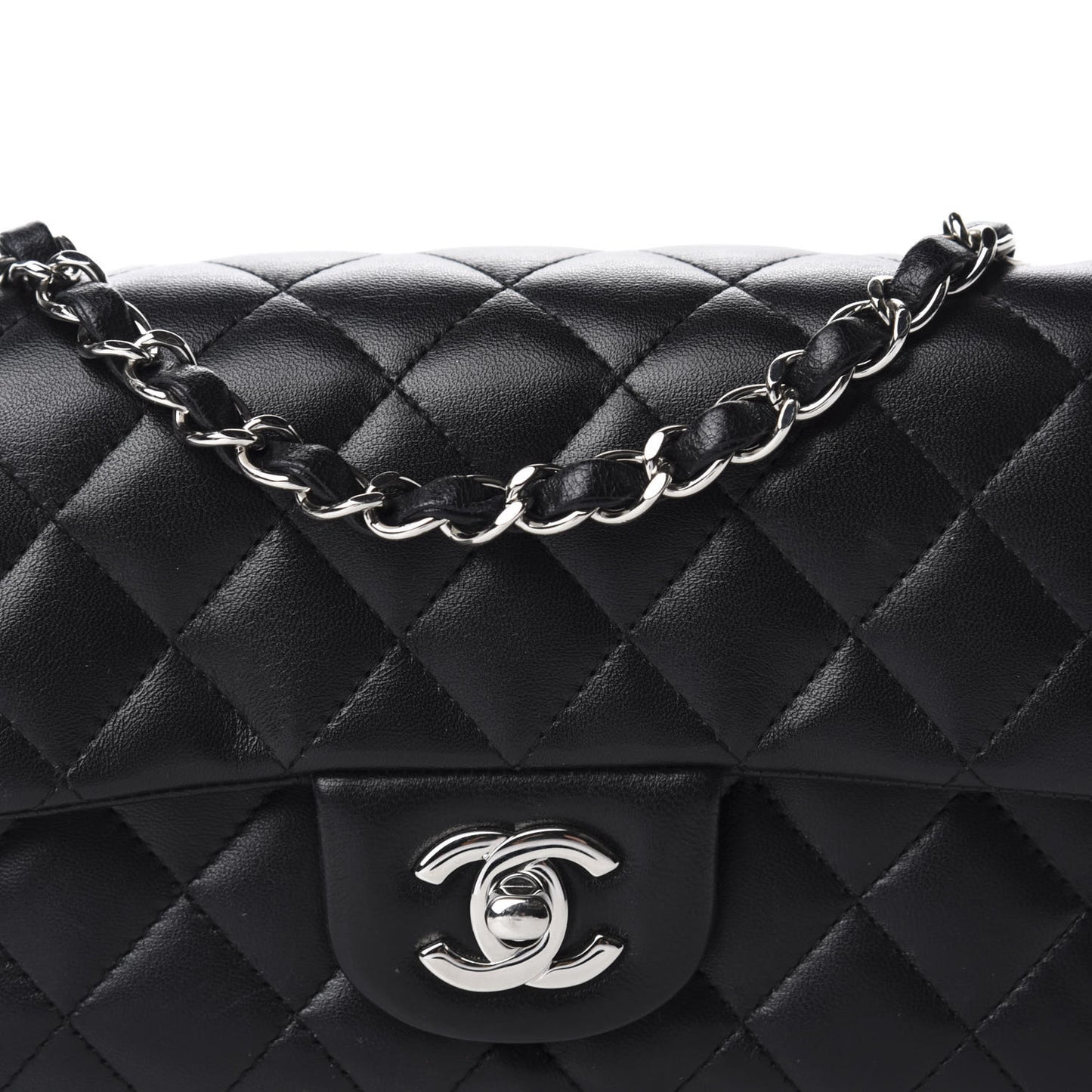 Lambskin Quilted Mini Rectangular Flap Black