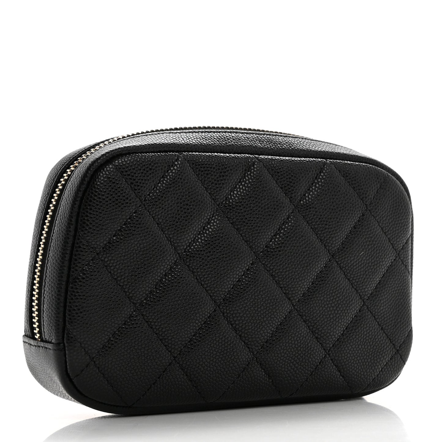 Caviar Quilted Small Curvy Pouch Cosmetic Case Black