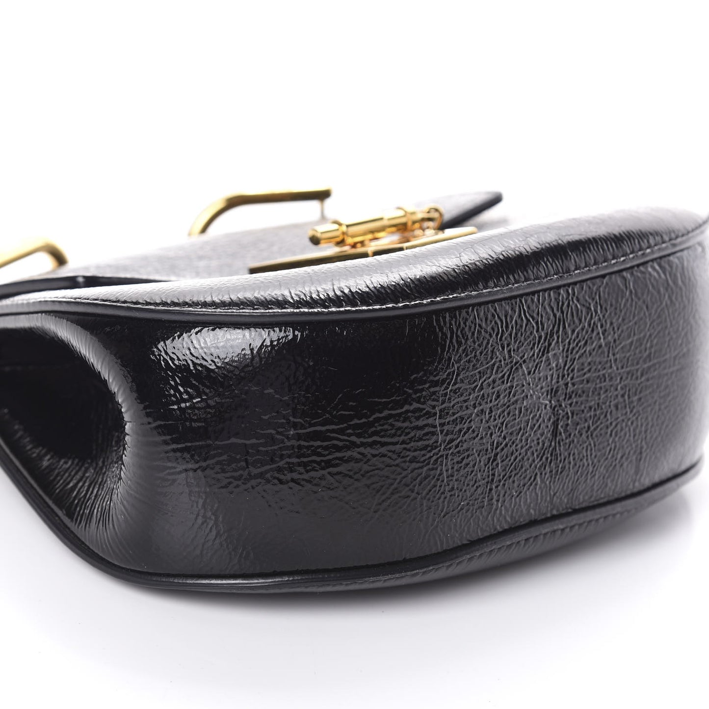 Grained Patent Mini Drew Shoulder Bag Black
