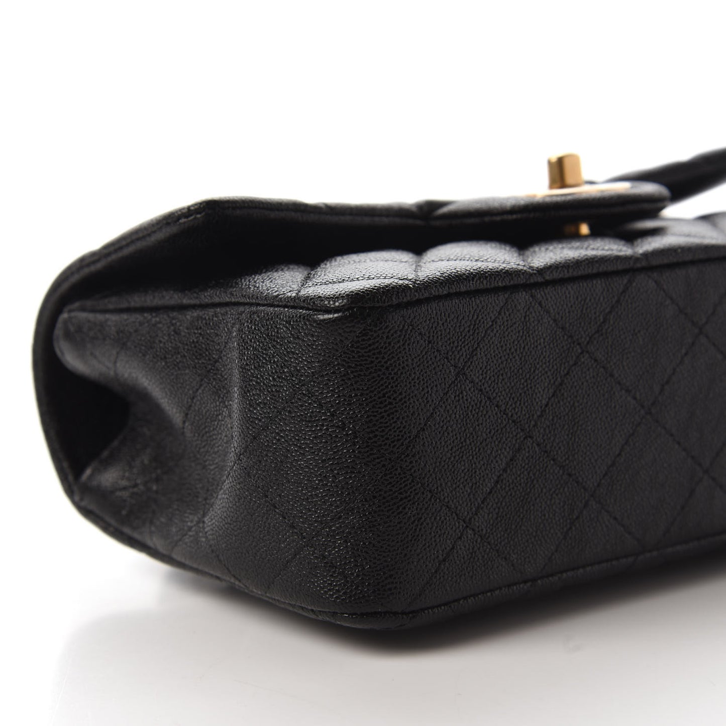Caviar Quilted Mini Top Handle Rectangular Flap Black
