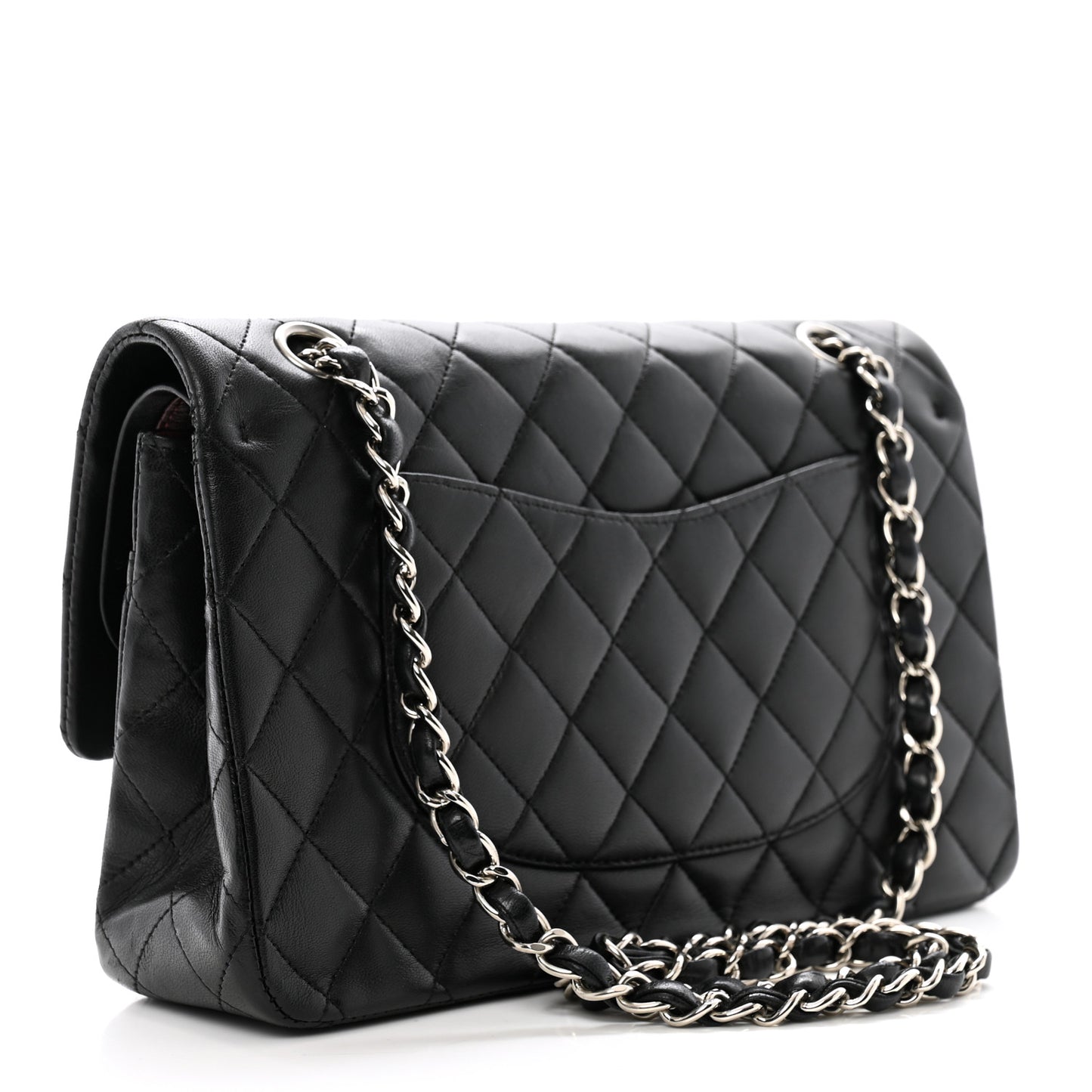 Lambskin Quilted Medium Double Flap Black
