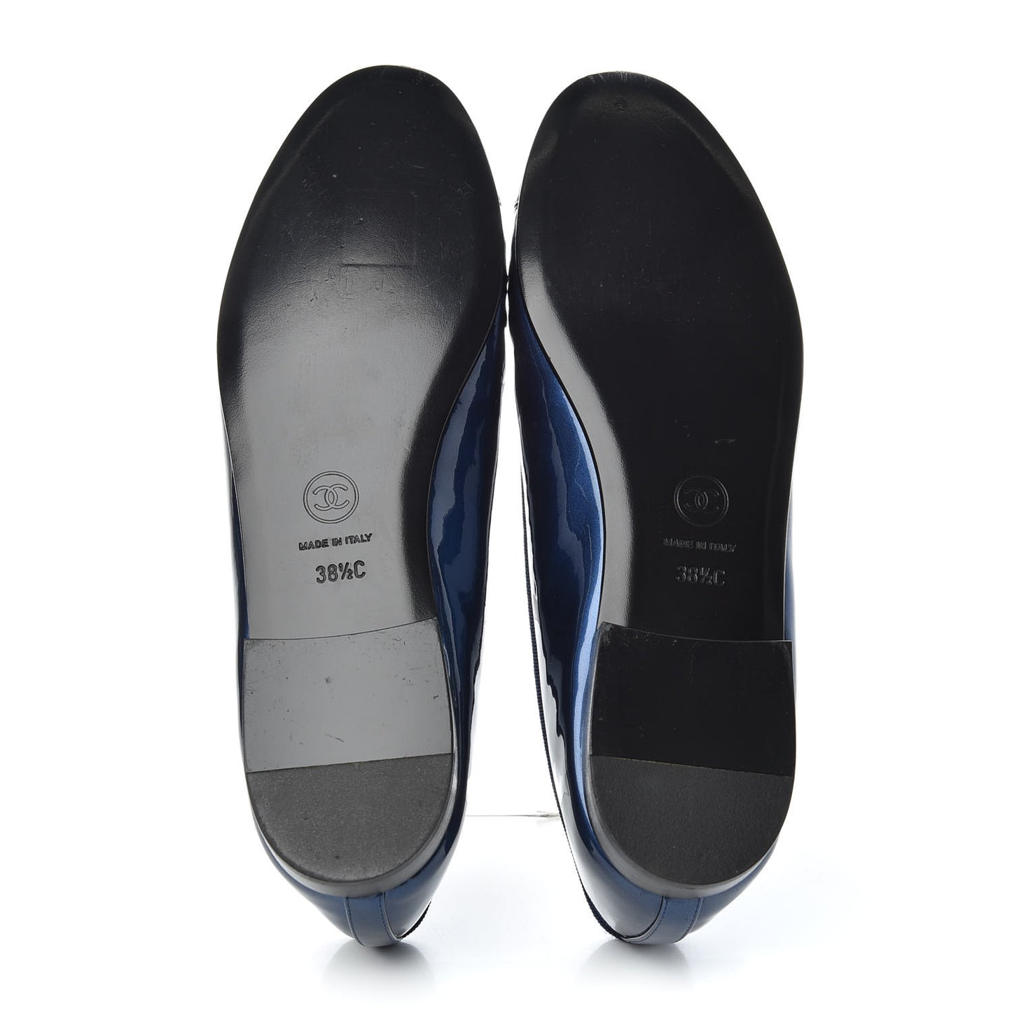 Patent CC Cap Toe Ballerina Flats 38.5 Blue Black