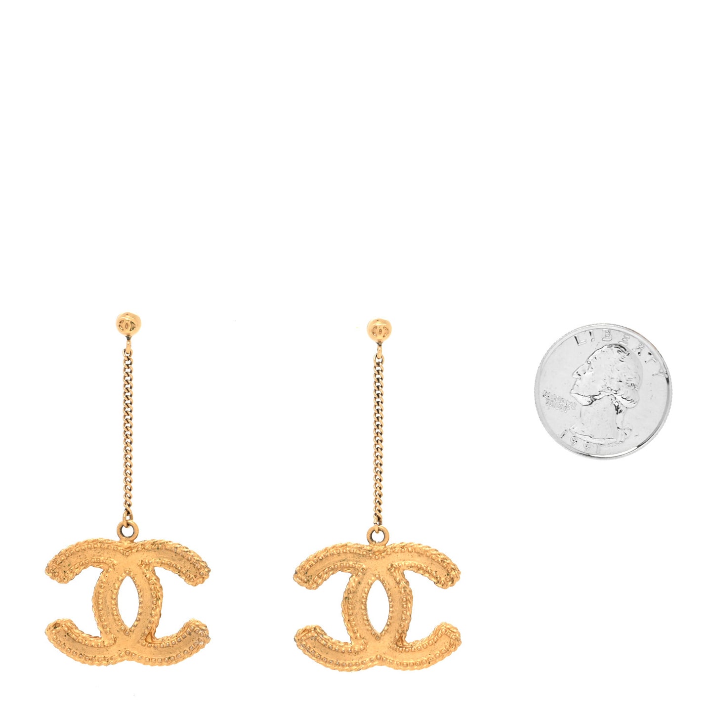 CC Drop Earrings Matte Gold