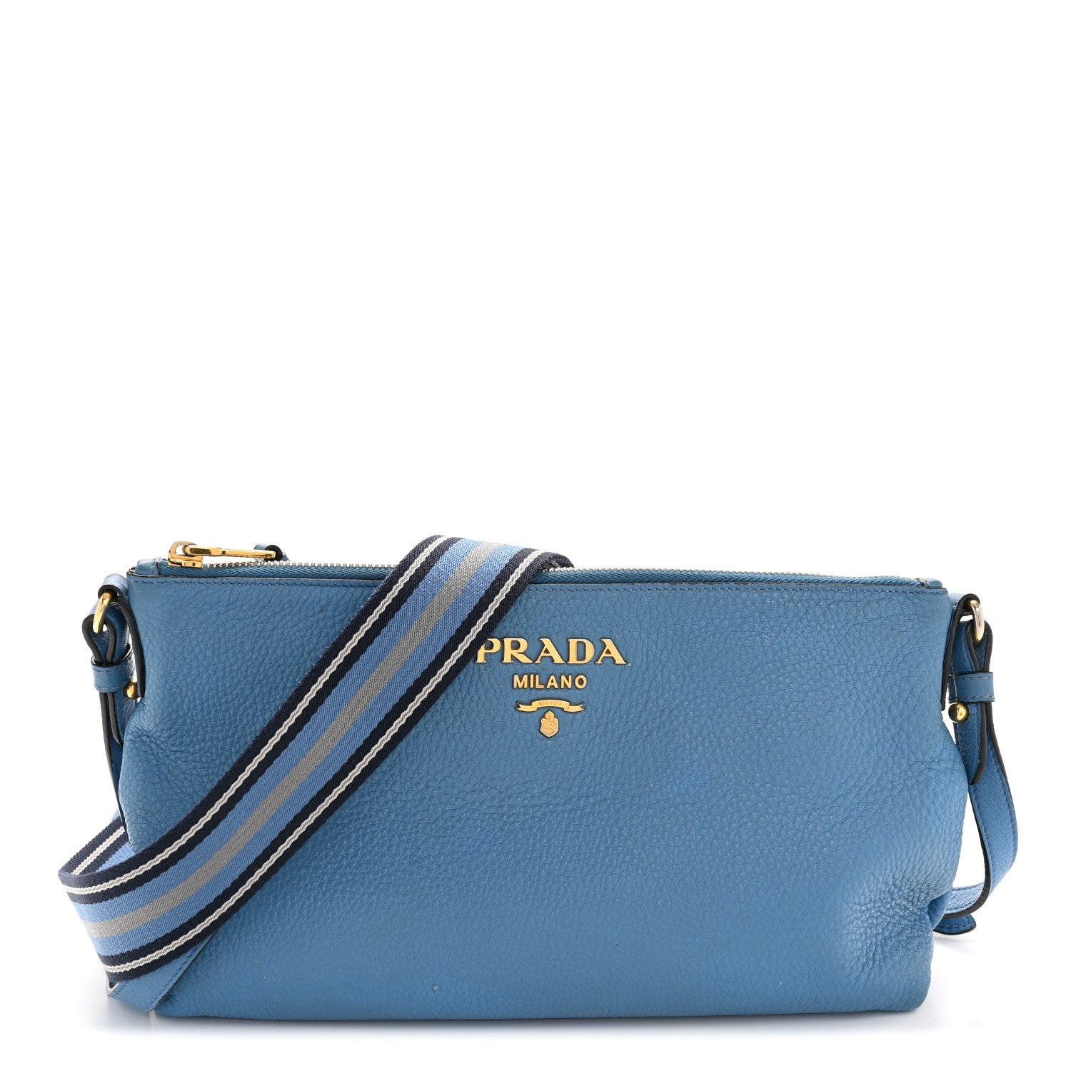 Prada Vitello Phenix Zip Crossbody Bag Mare 1832701 – FASHIONPHILE