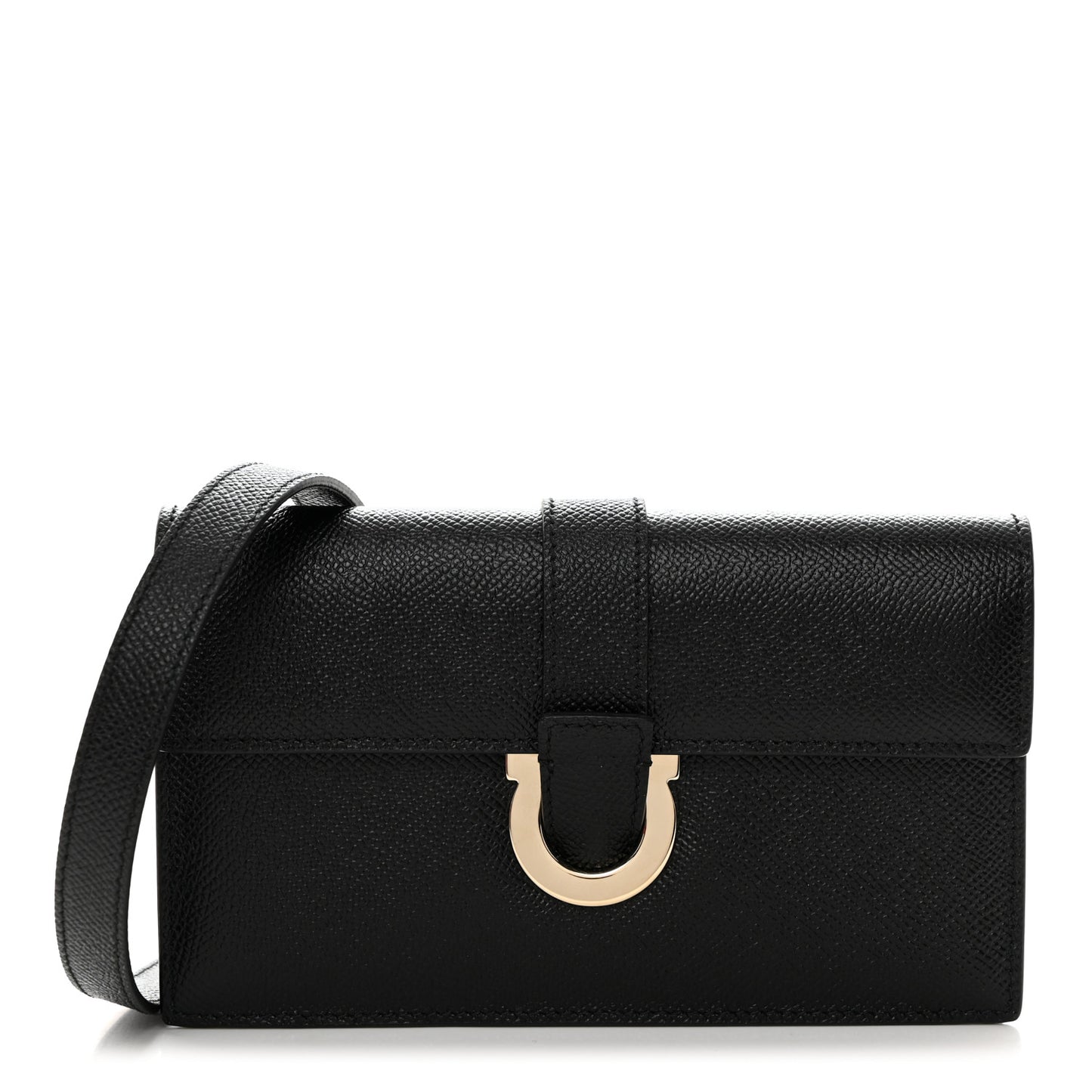 Pebbled Calfskin Thalia Wallet On Chain Black