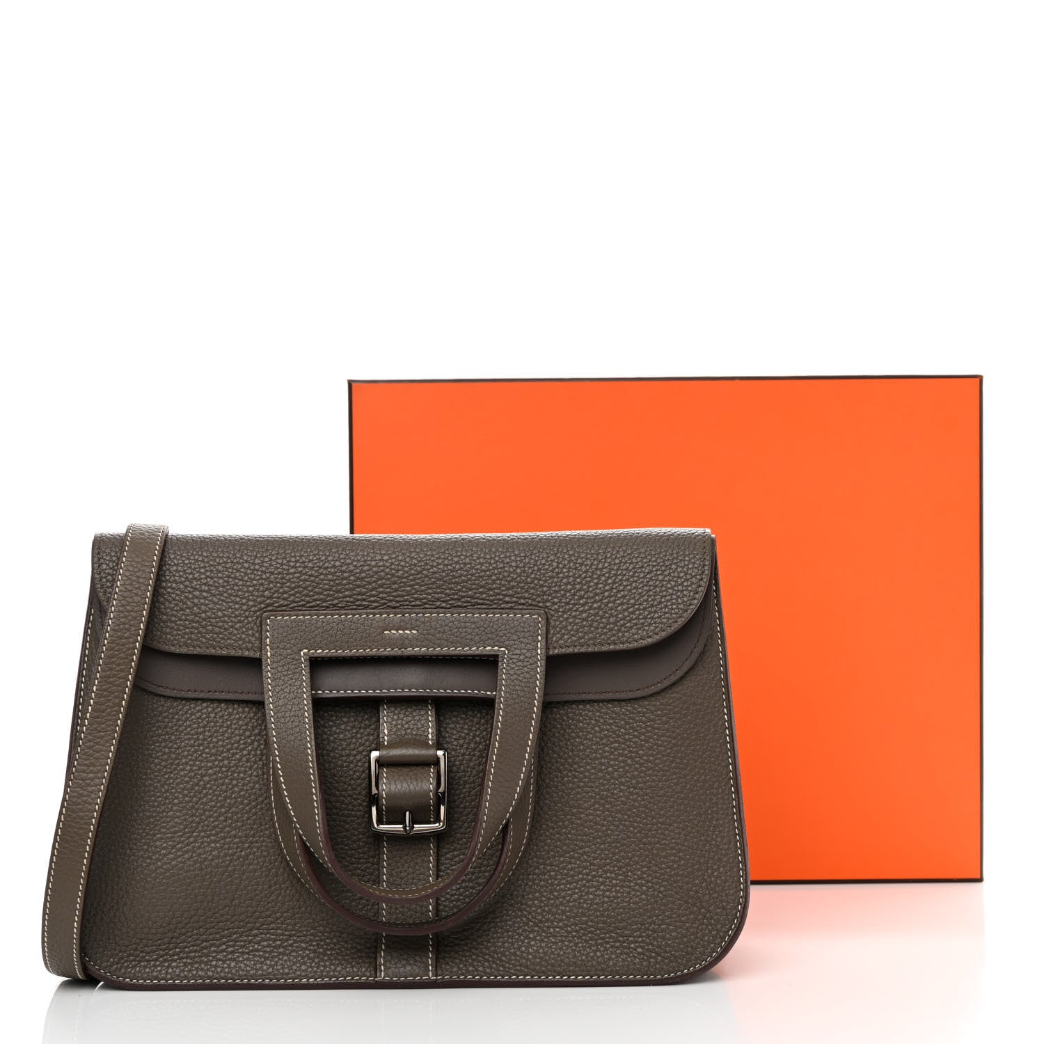 Hermes Taurillon Clemence Halzan 31 GM Etain 13 of 13