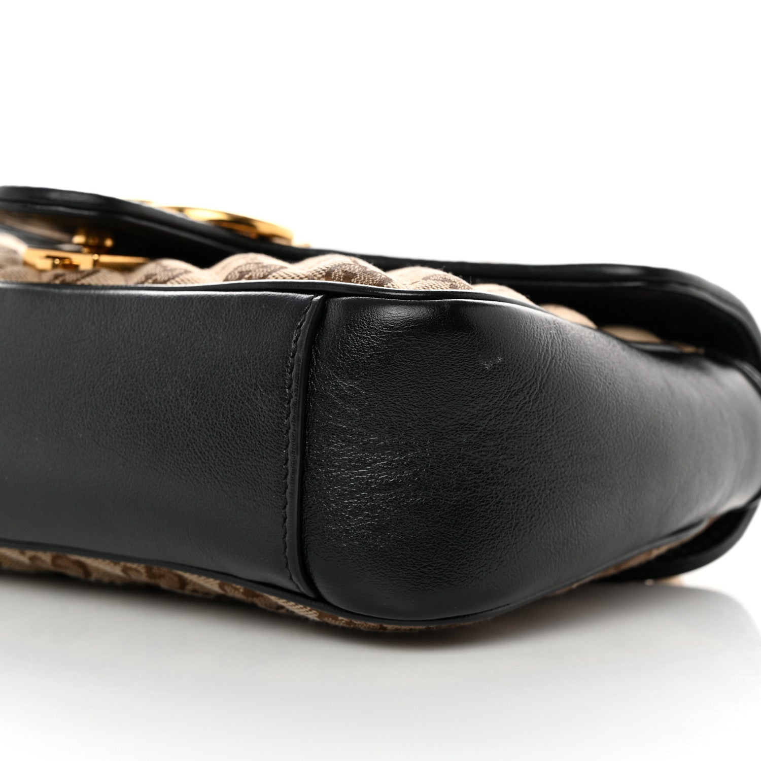 Gucci Monogram Matelasse Diagonal Small GG Marmont Shoulder Bag Beige Black 10 of 12