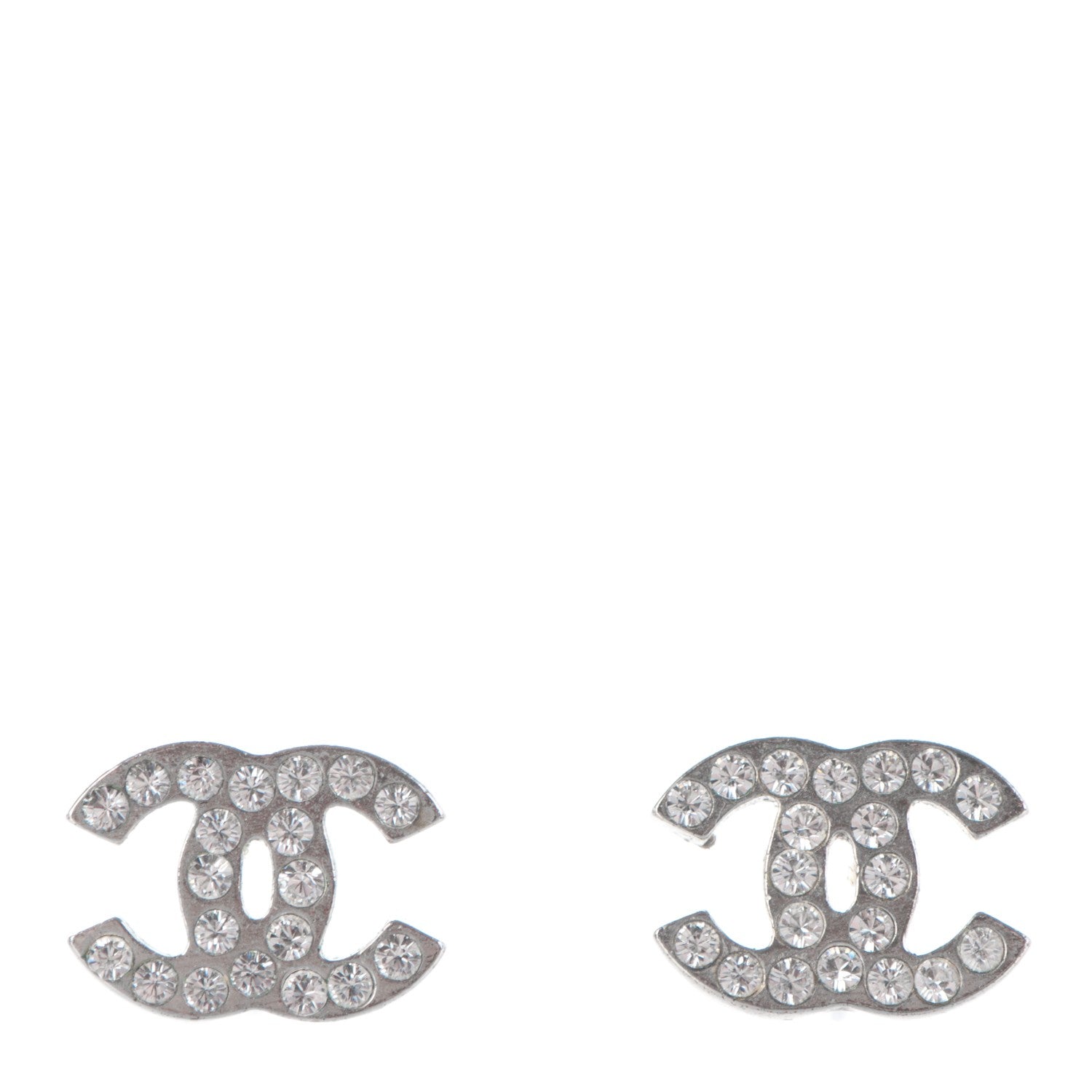 Chanel Crystal Timeless CC Earrings Silver 1 of 4