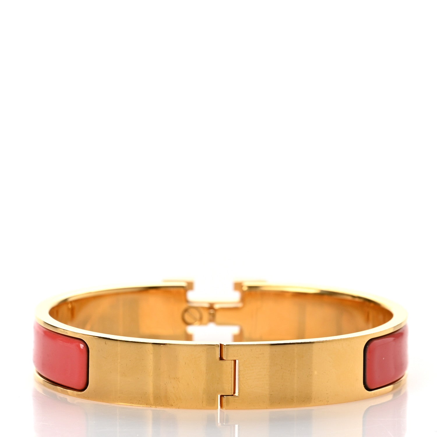 Hermes Enamel Narrow Clic Clac H Bracelet PM Rouge Corail 3 of 4