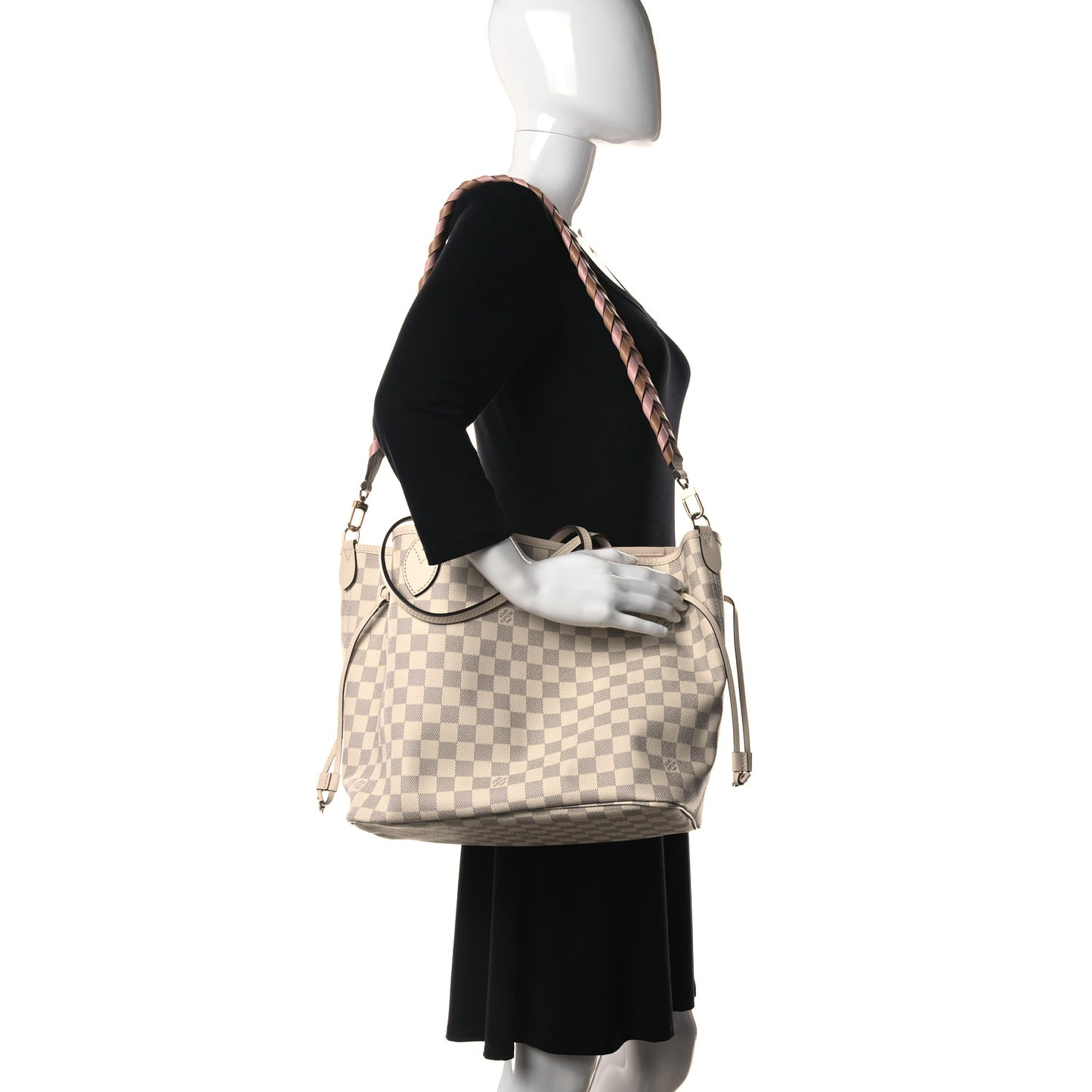 Damier Azur Braided Neverfull MM Pink