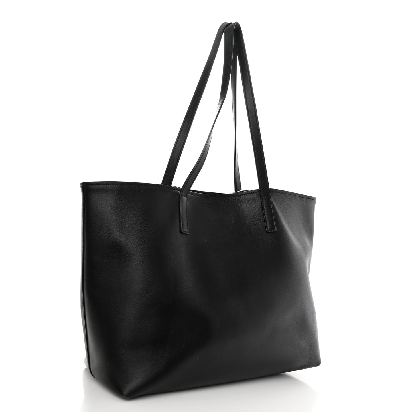 City Calf Front Pocket Large Shopping Tote Black