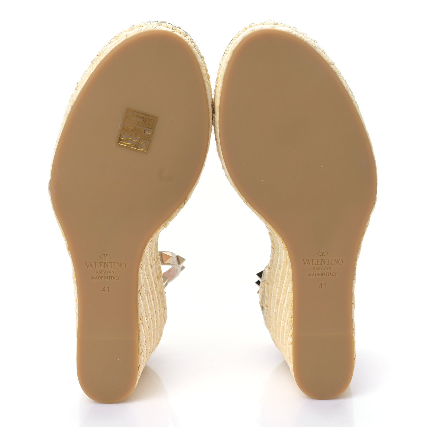 Raffia Rockstud Ankle Strap Espadrille 15/105mm Wedge Sandals 41 Naturale Silver