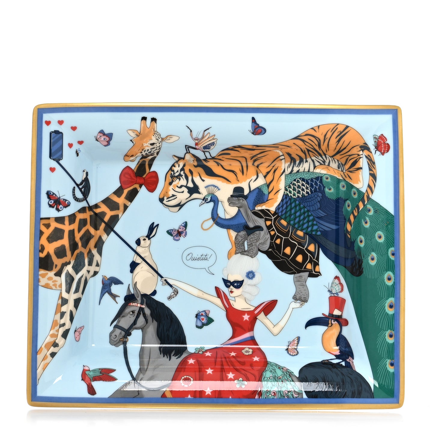 Porcelain Hermes Story Change Tray Bleu Gris
