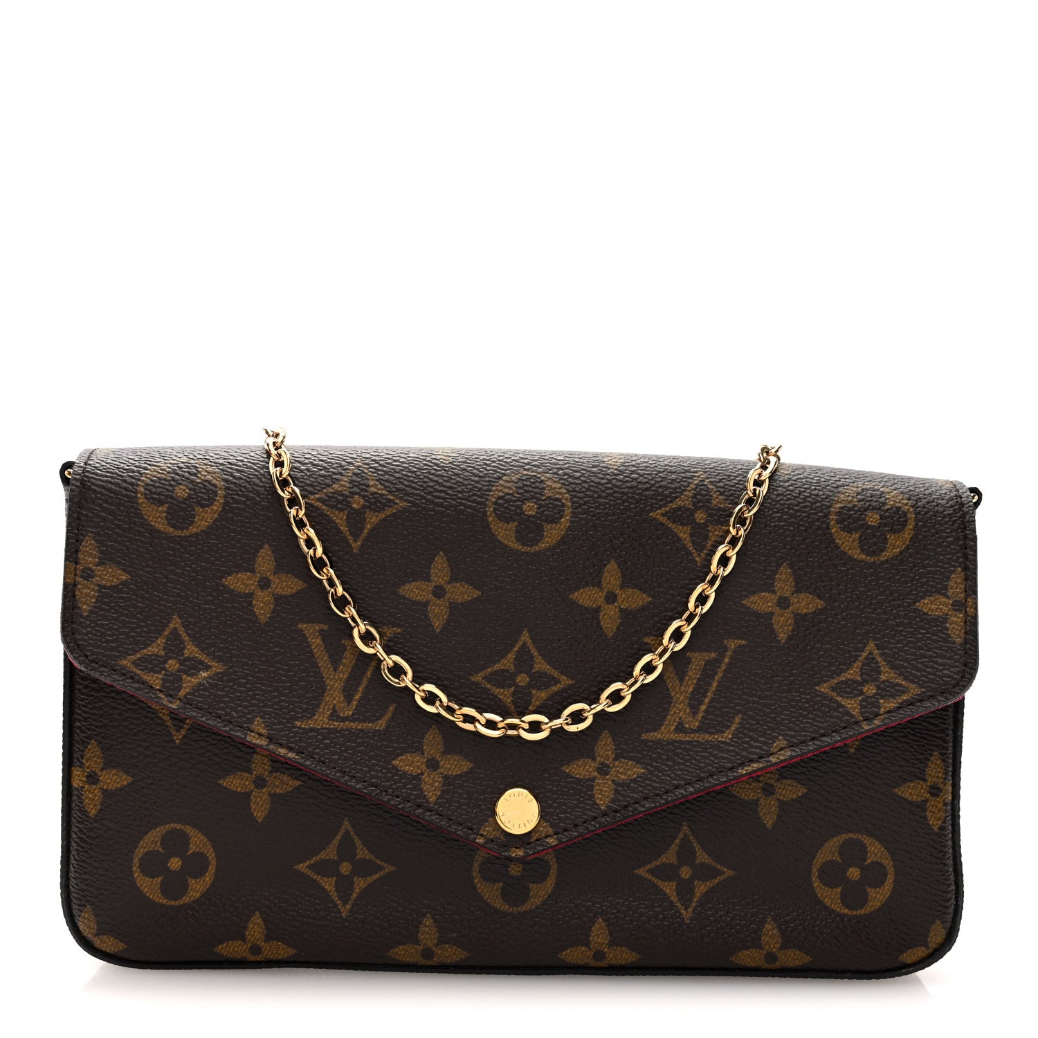 LOUIS VUITTON シルクハンカチ チェーンデザイン Louis Vuitton Monogram Pochette Felicie Chain Wallet Fuchsia