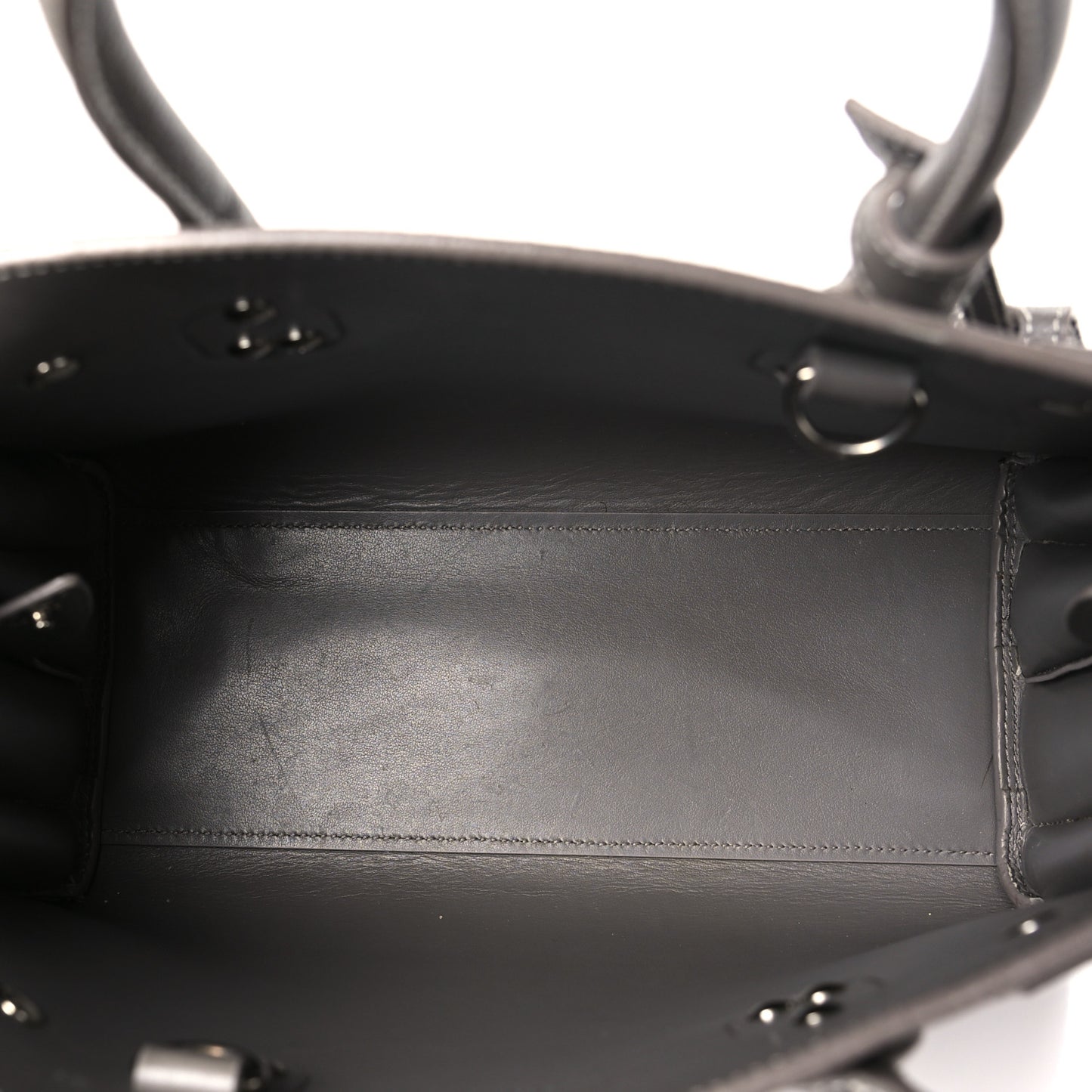 Grained Calfskin Topstich Baby Sac De Jour Grey