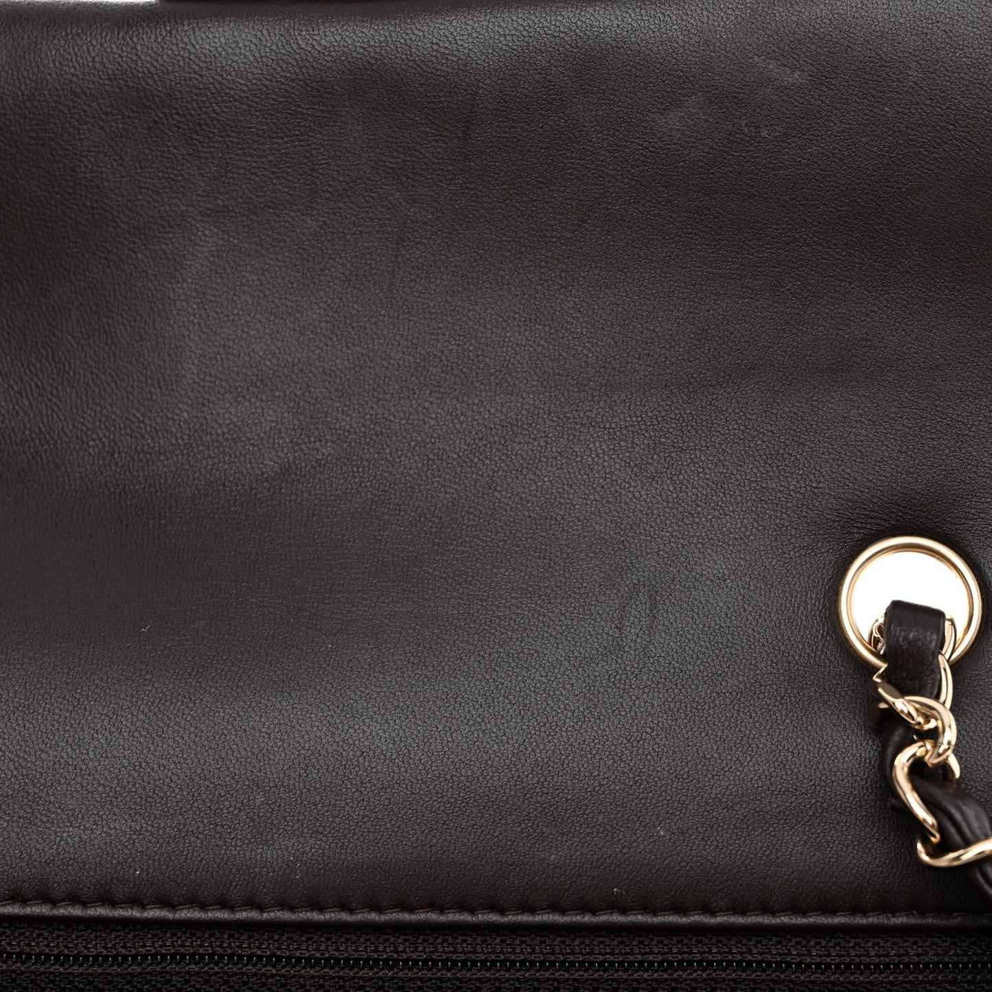 Lambskin Quilted Mini Rectangular Flap Dark Brown