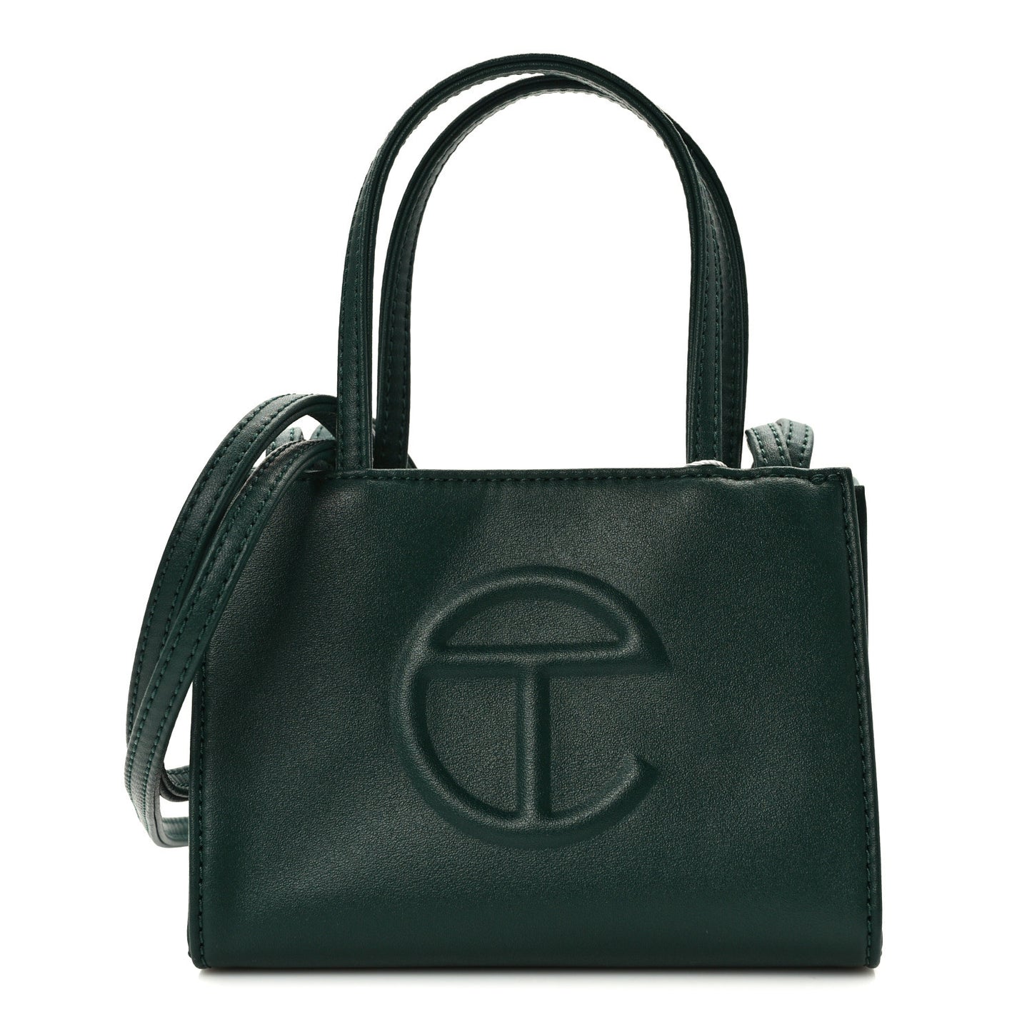 Vegan Leather Small Shopping Bag Dark Olive