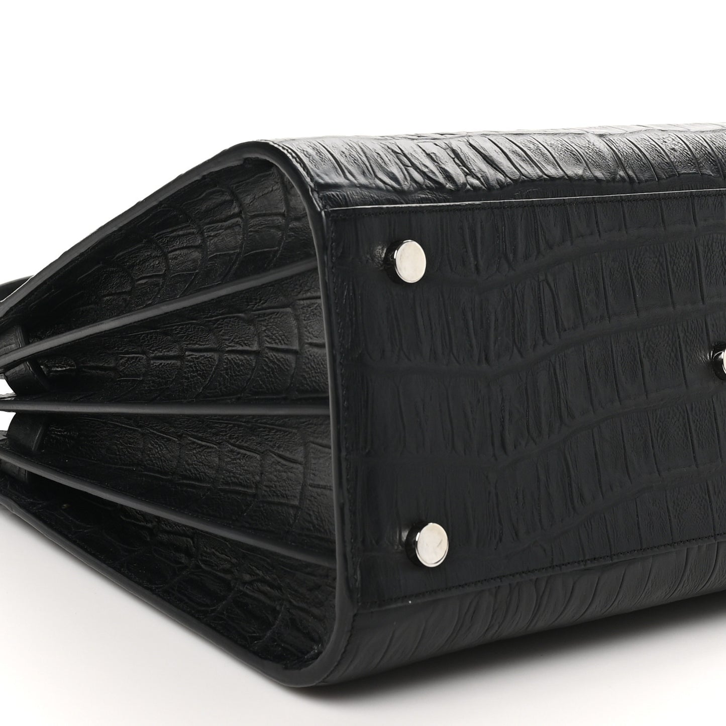 Calfskin Crocodile Embossed Small Sac de Jour Black