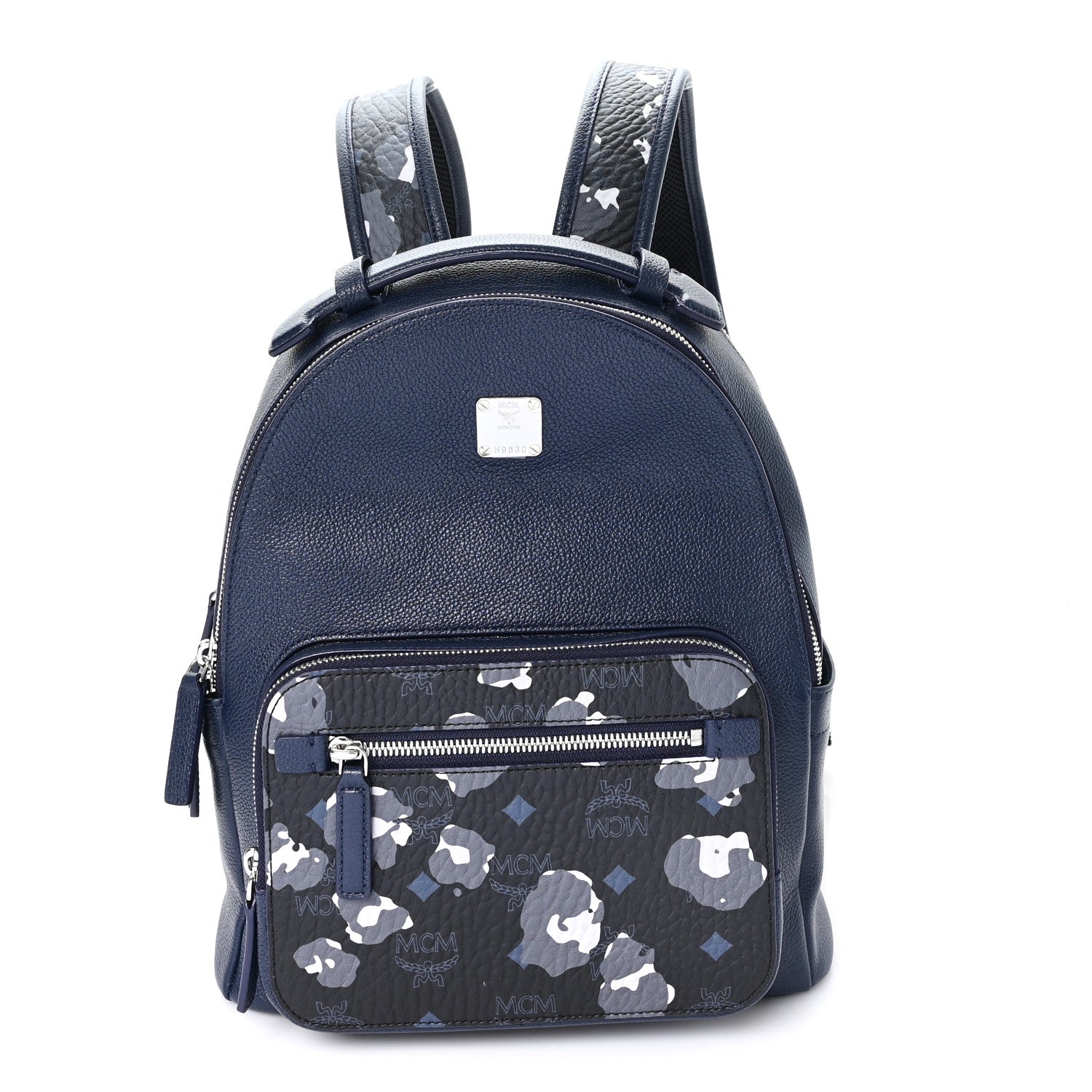 MCM Calfskin Visetos Floral Leopard Klassik Small Stark Backpack