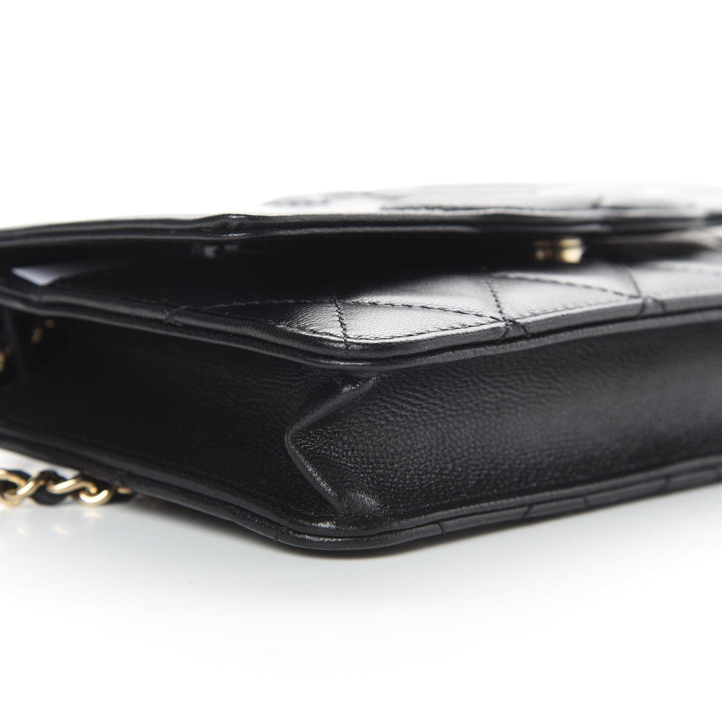 Goatskin Quilted Timeless CC Wallet On Chain WOC Black