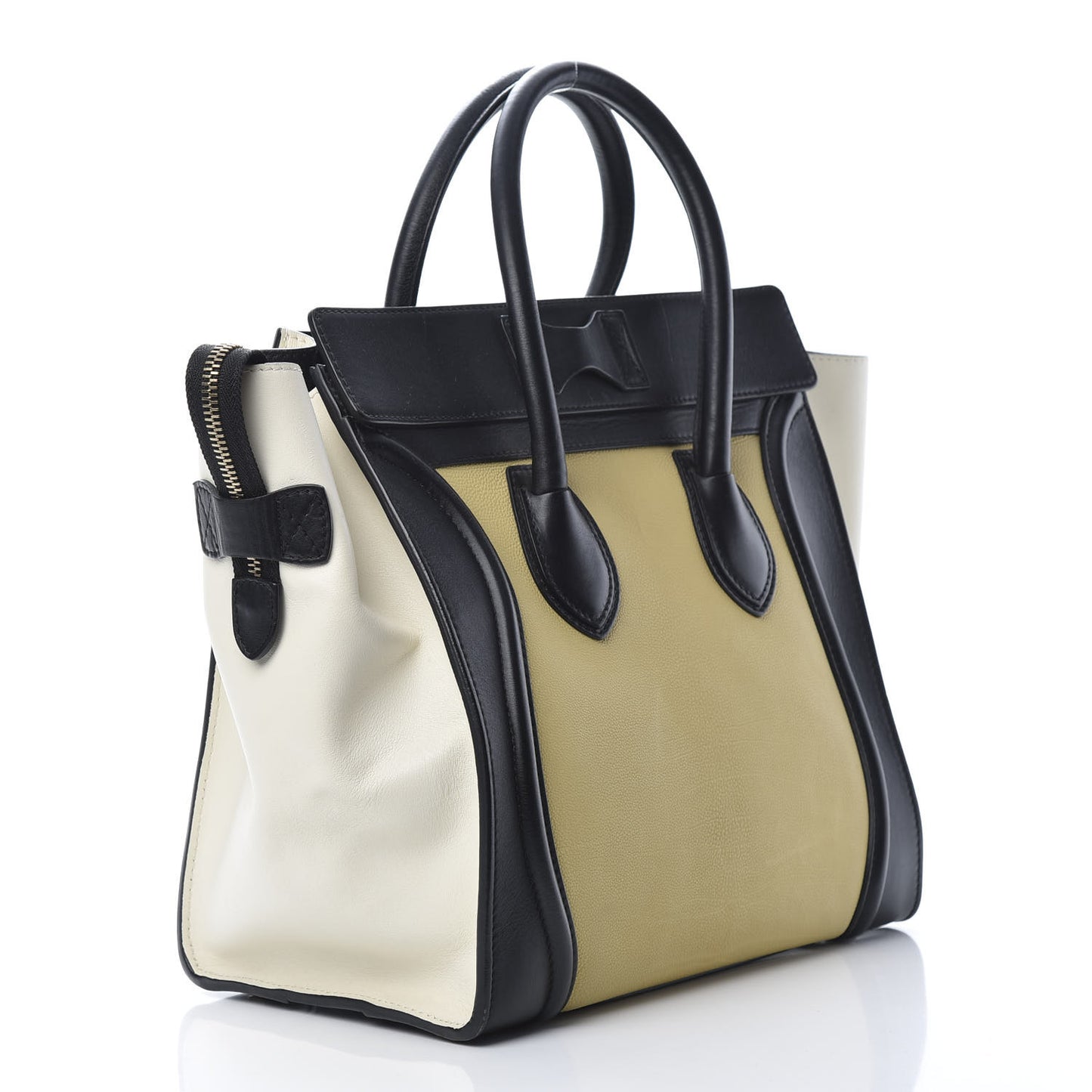 Velluto Calfskin Mini Tri-Color Luggage Vanilla