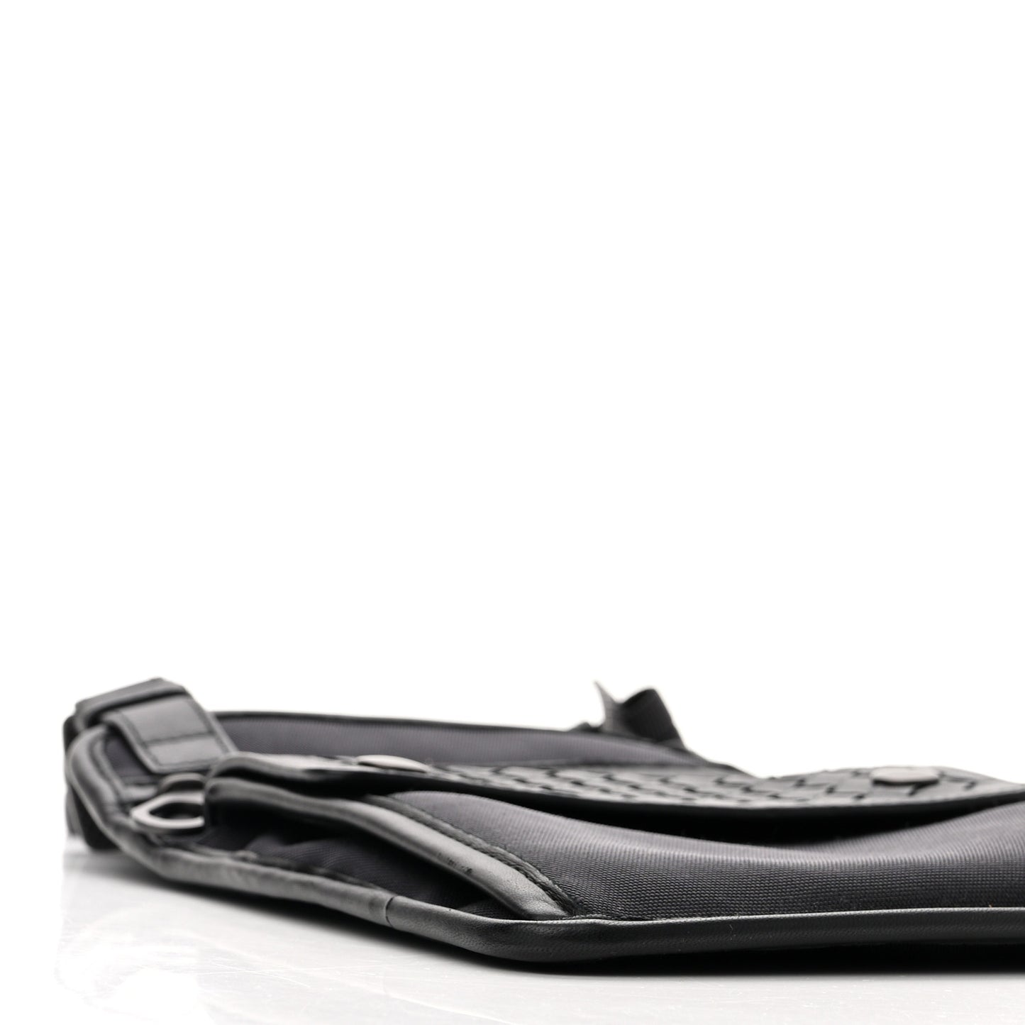 Nappa Intrecciato Nylon High Tech Crossbody Pouch Black