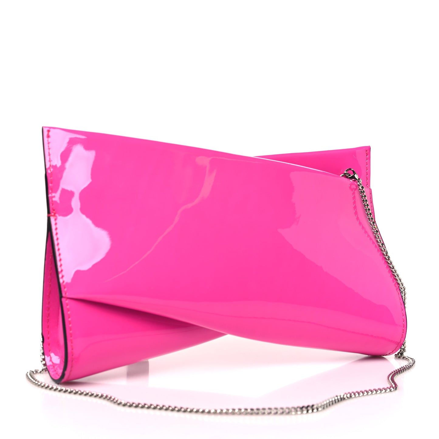 Patent Small Loubi Twist Zip Chain Clutch Bag Bolerose