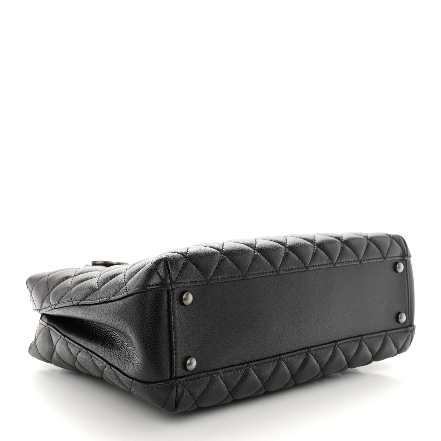 Caviar Quilted Small City Shopping Tote Black
