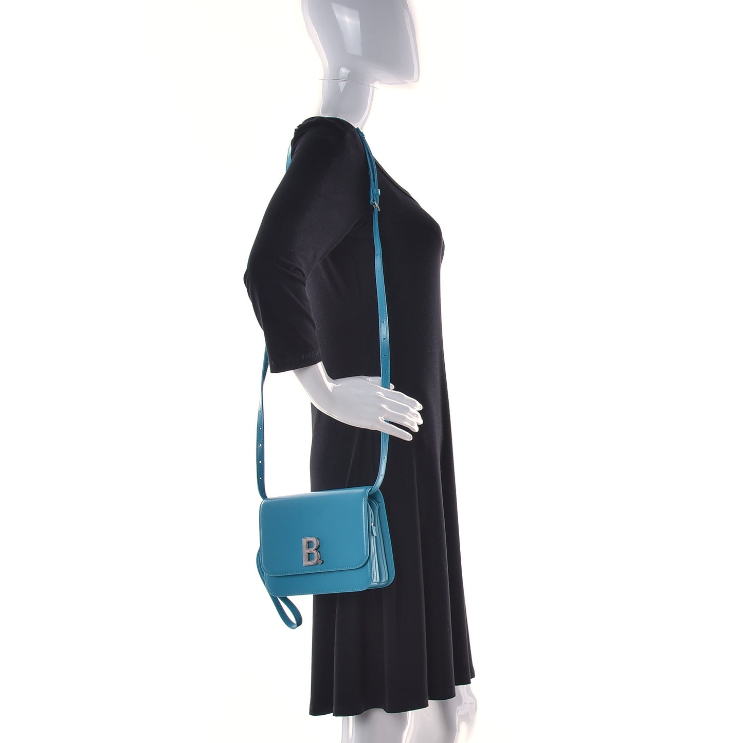 Shiny Box Calfskin Small B Bag Turquoise