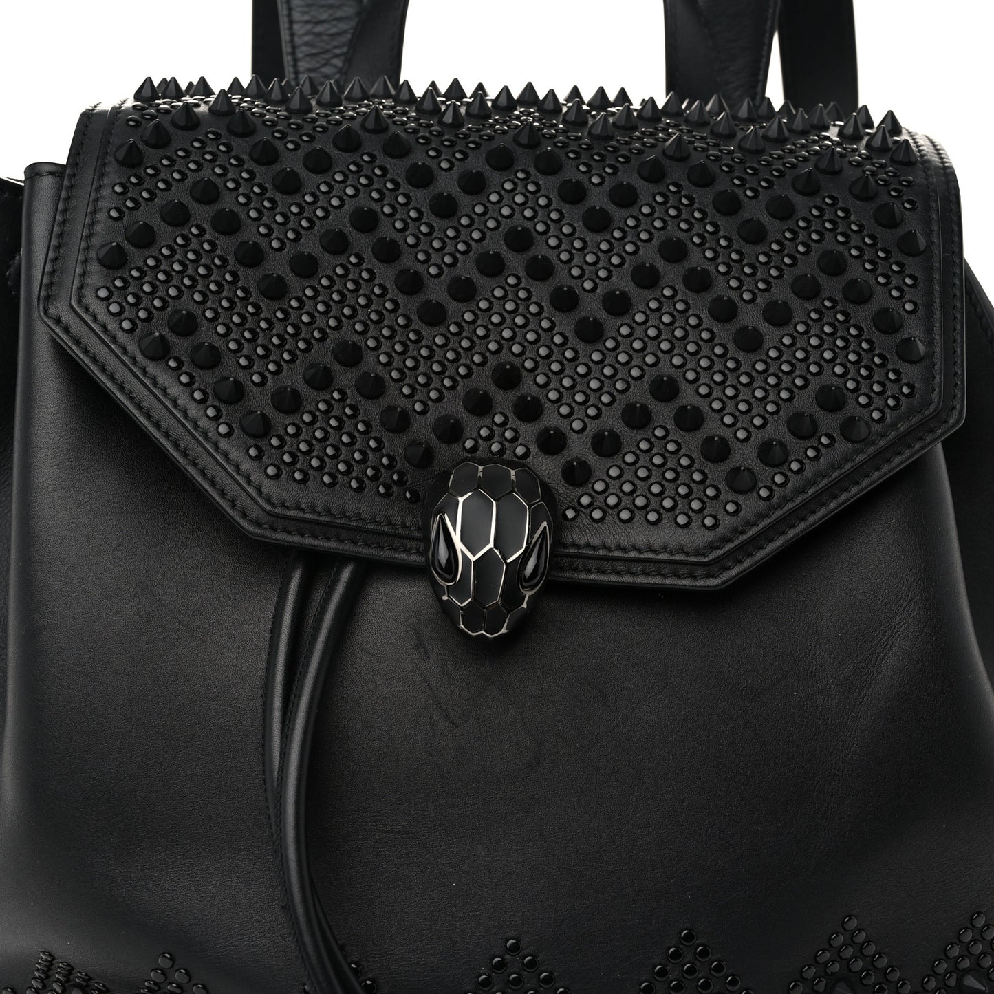 X NICHOLAS KIRKWOOD Calfskin Studded Serpenti Forever Backpack Black