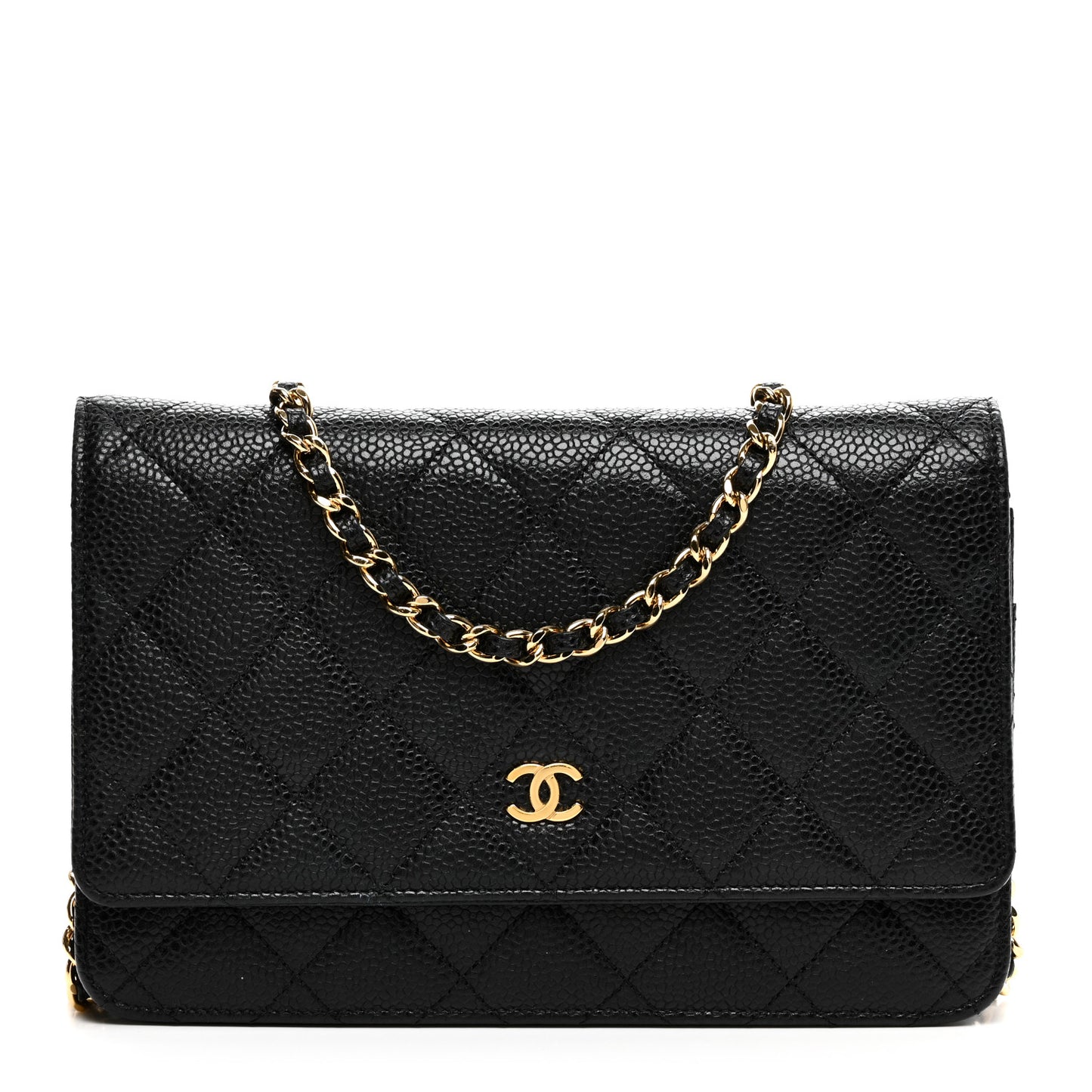 Caviar Quilted Wallet on Chain WOC Black